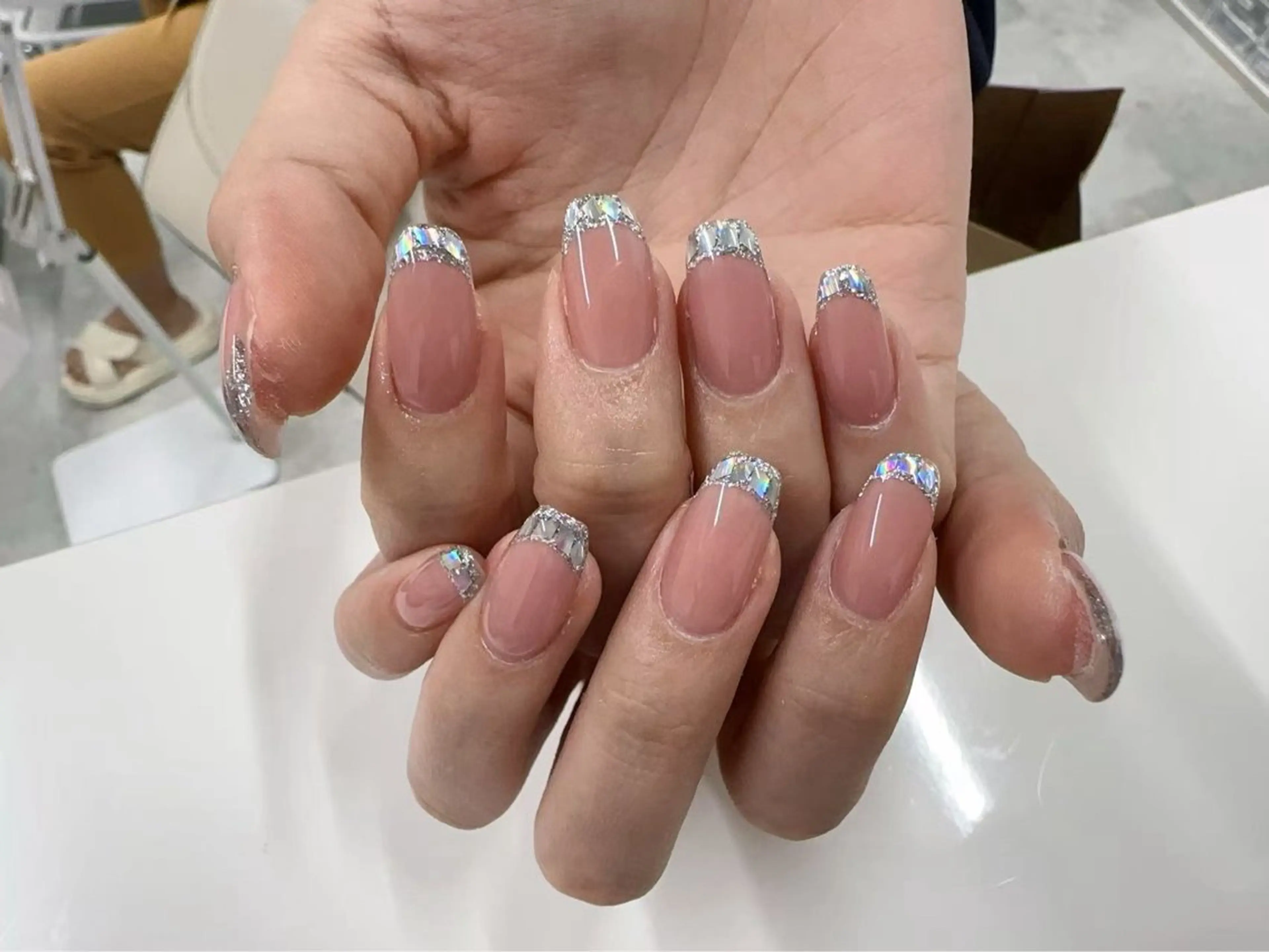 ネイル フレンチネイル ガラスフレンチ vimore ネイルサロンのネイルデザイン