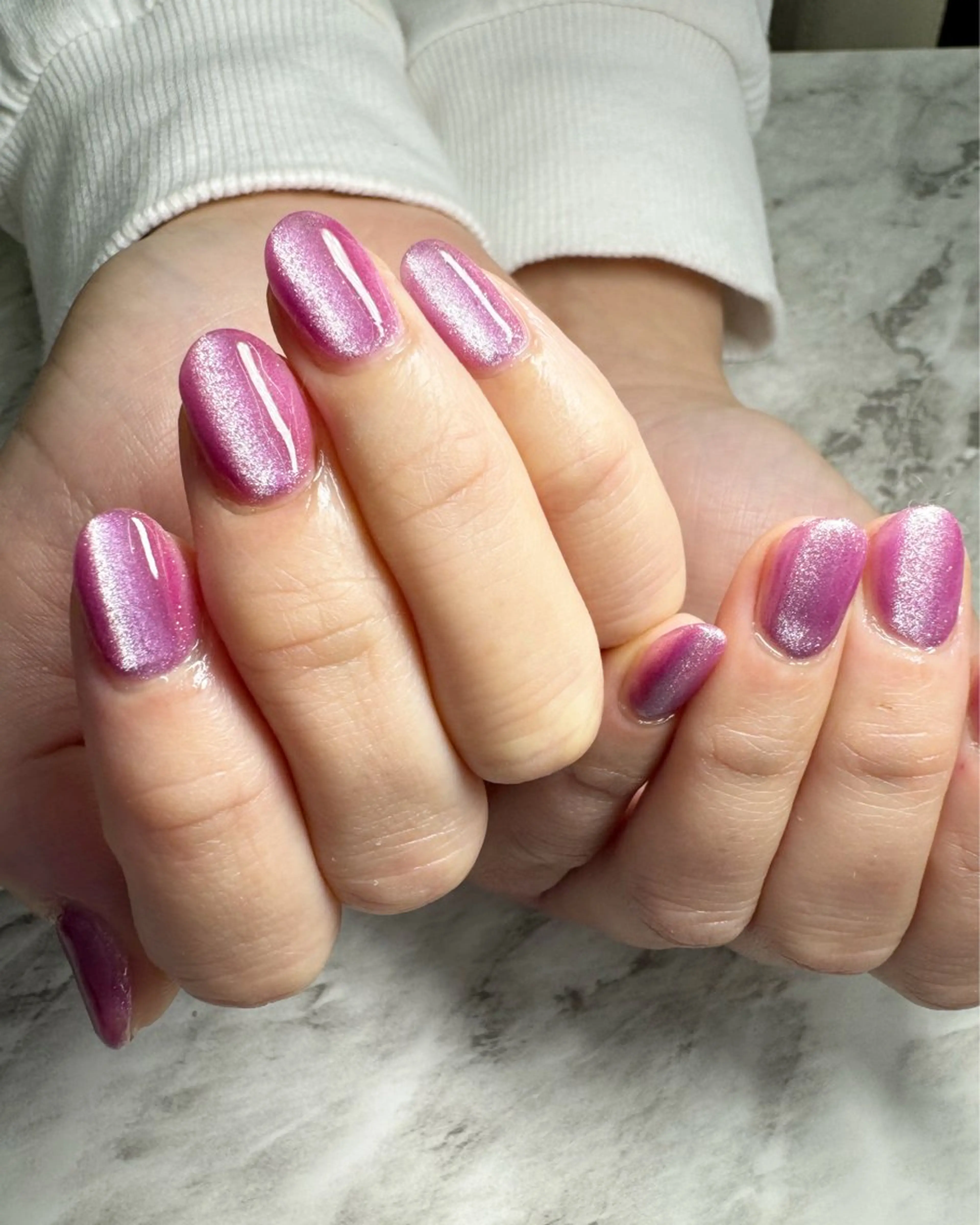 ネイル 氷ネイル・うるうるネイル マグネットネイル ピンク ハンドネイル フットネイル ハンドケア nail salon  AlgeTy所属・✴︎:.｡. MAKI.｡.:✴︎のネイルデザイン