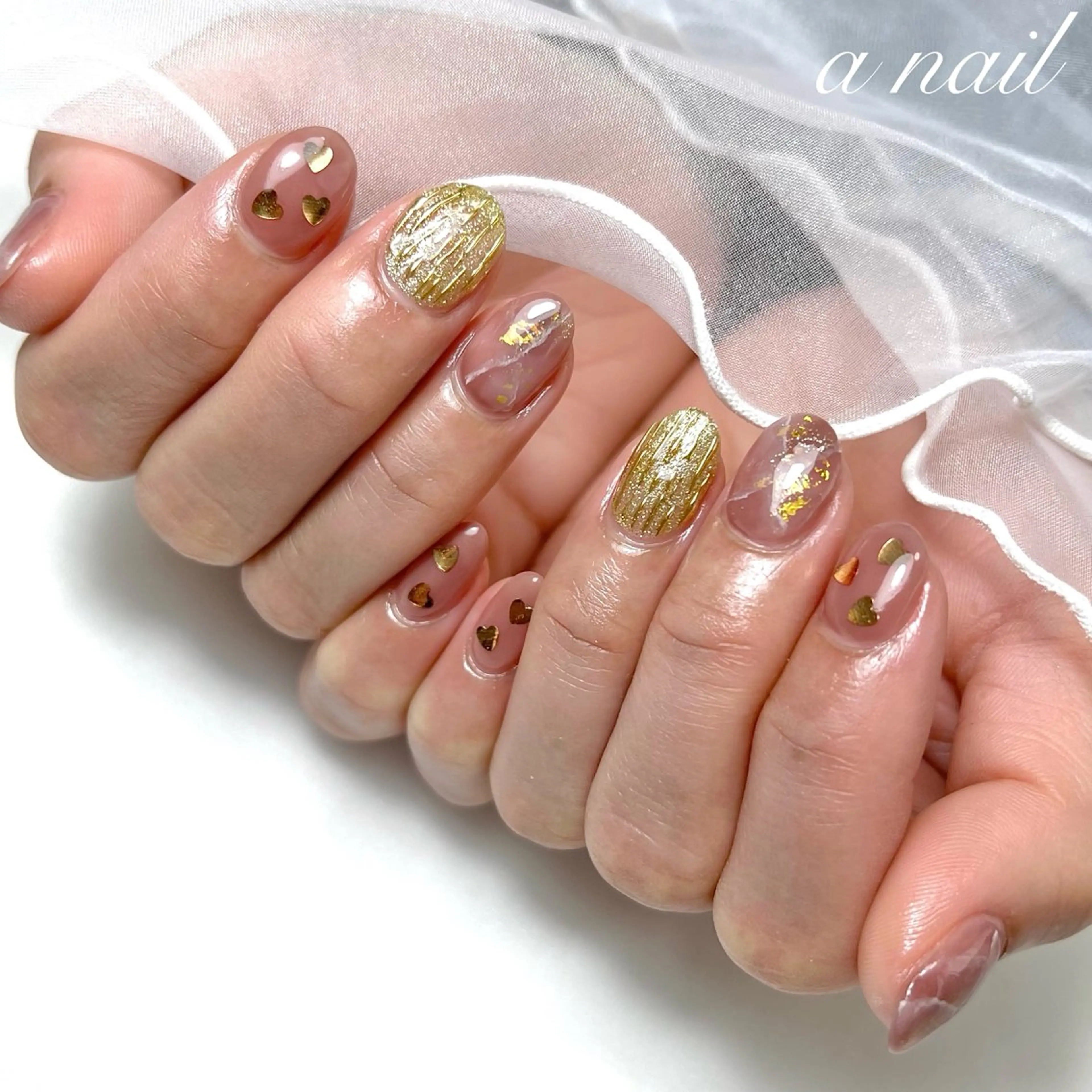 ネイル ハート ミラーネイル ニュアンスネイル Salon_ a.nailのネイルデザイン