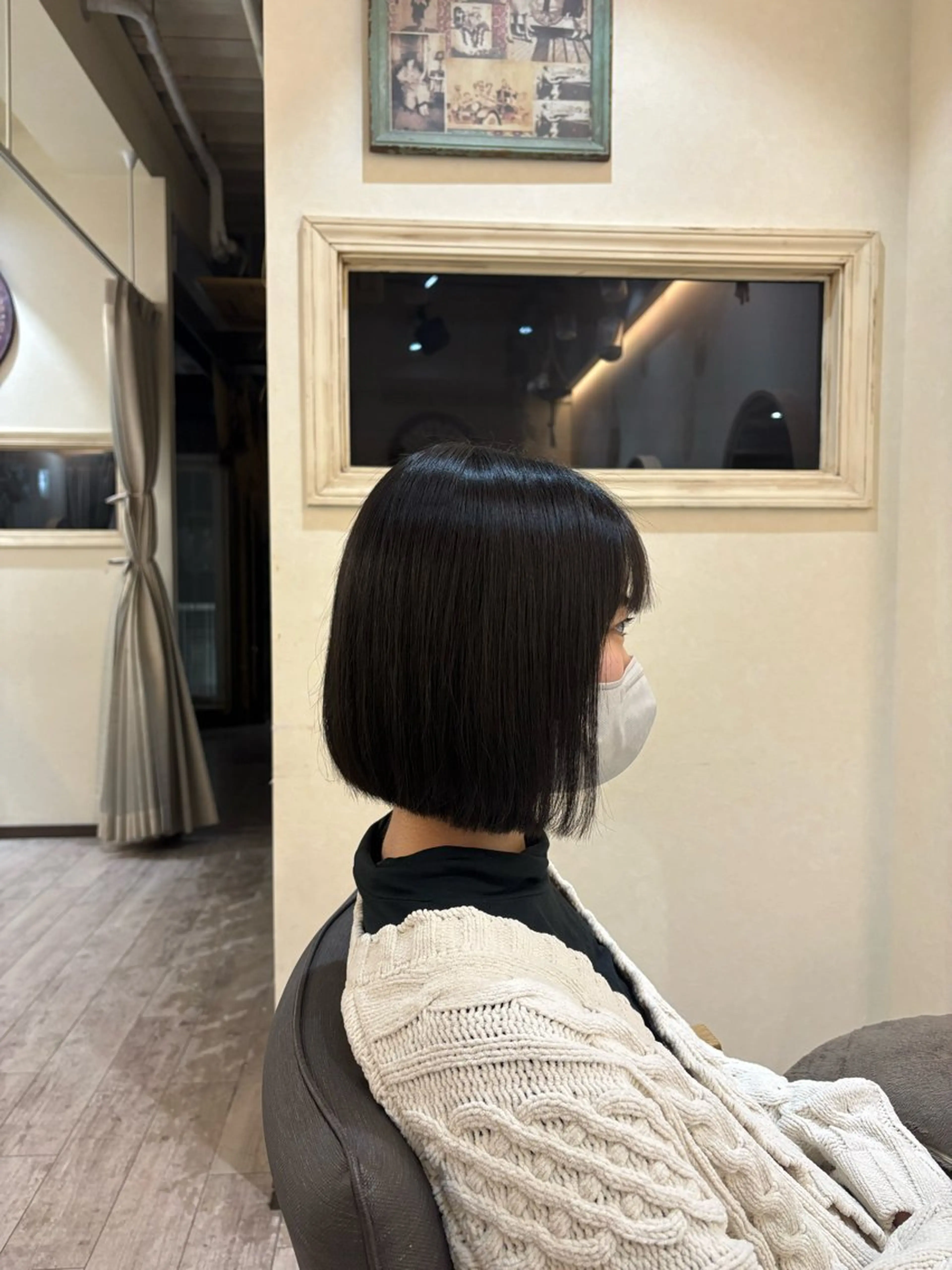 ショート 切りっぱなしボブ ボブ 艶カラー/縮毛矯正/ レイヤー/栄/あやかのヘアスタイル