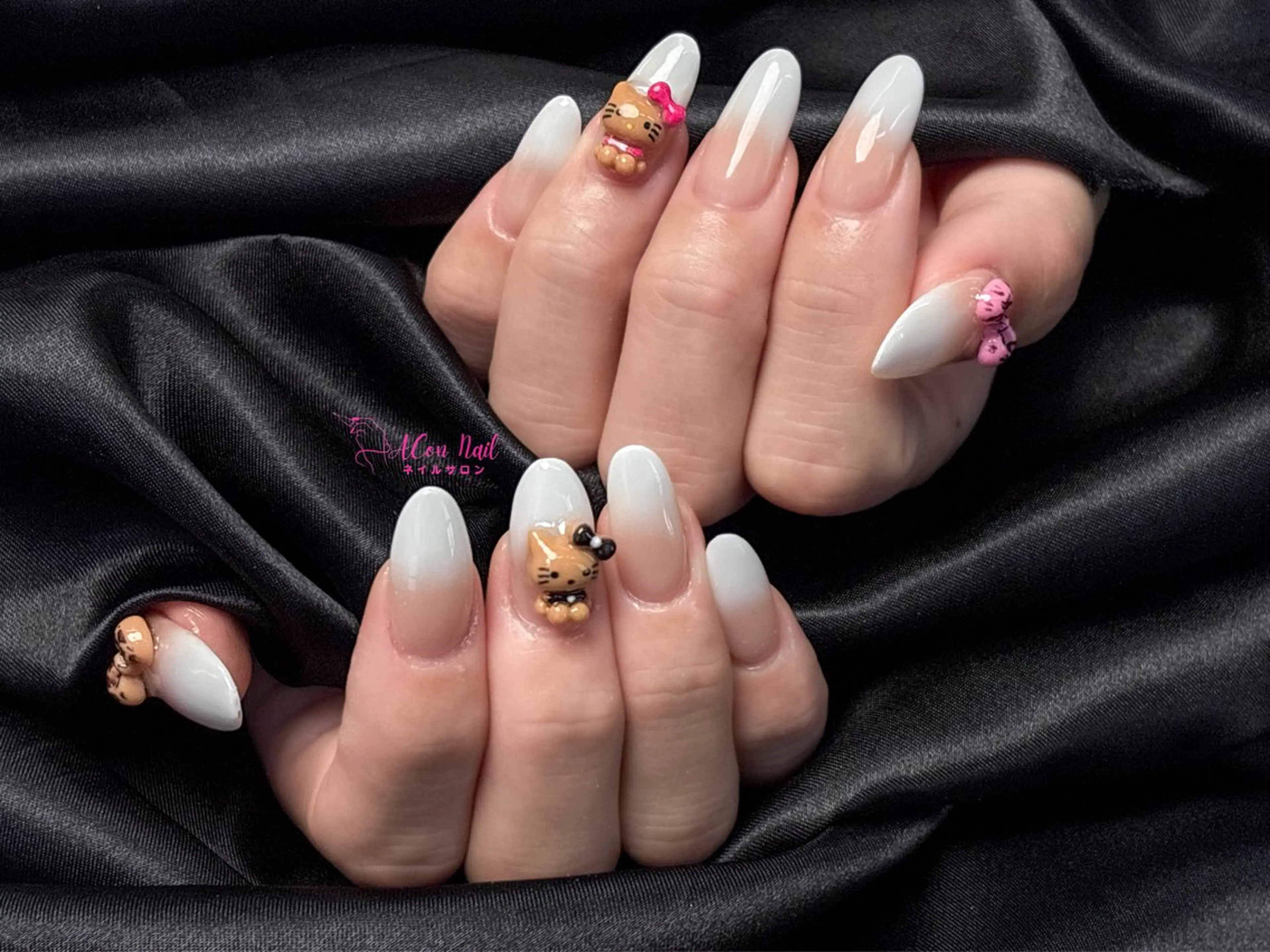 ネイル 桜ネイル 長さ出し フラワーネイル フレンチネイル ジェルネイル ハンドネイル AConNailSalon所属・ACon NailSalonのネイルデザイン