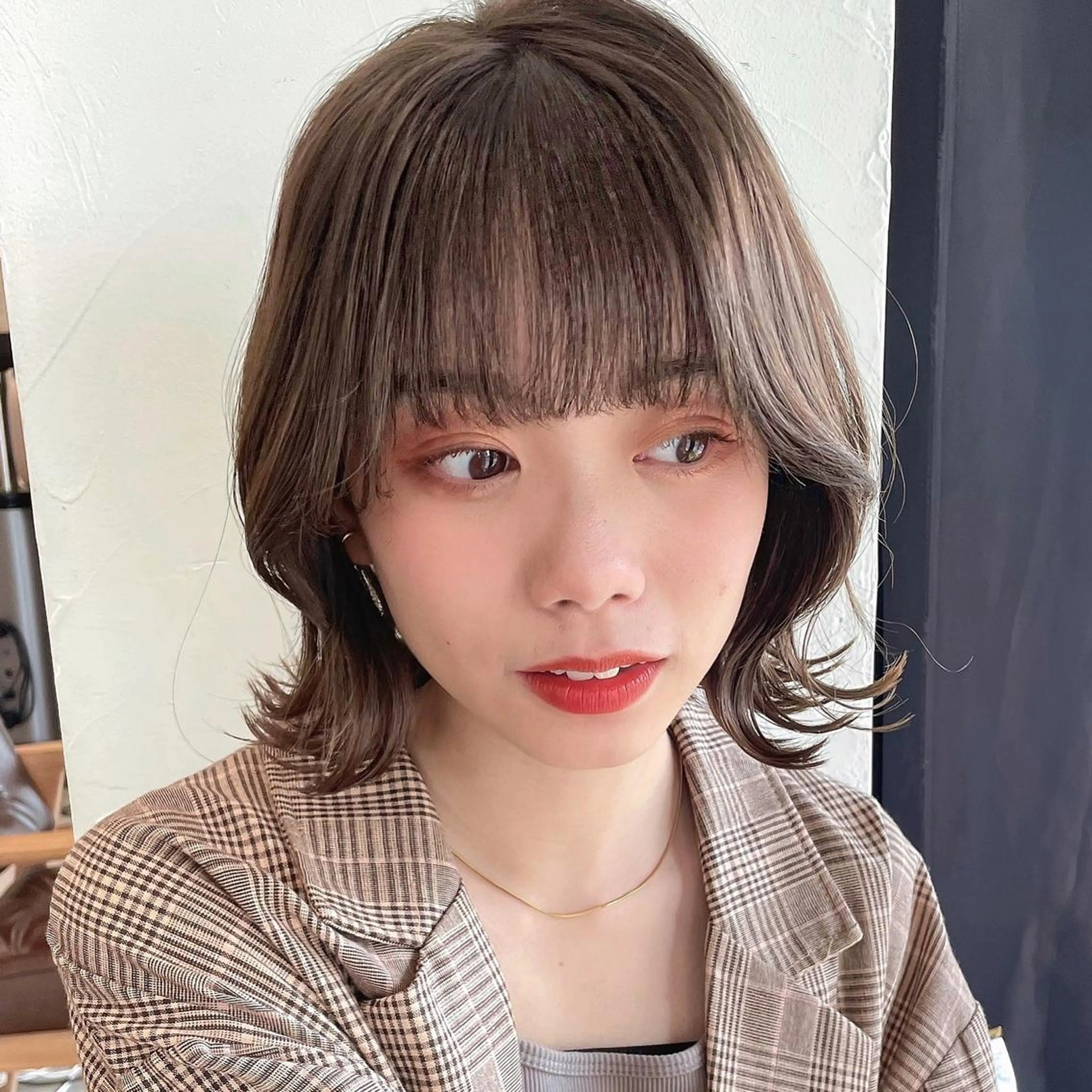 ミディアム カラー グレージュ ボブ OAK 学芸大学所属・秋葉萌　透明感カラー /レイヤー/ボブ♡のヘアスタイル