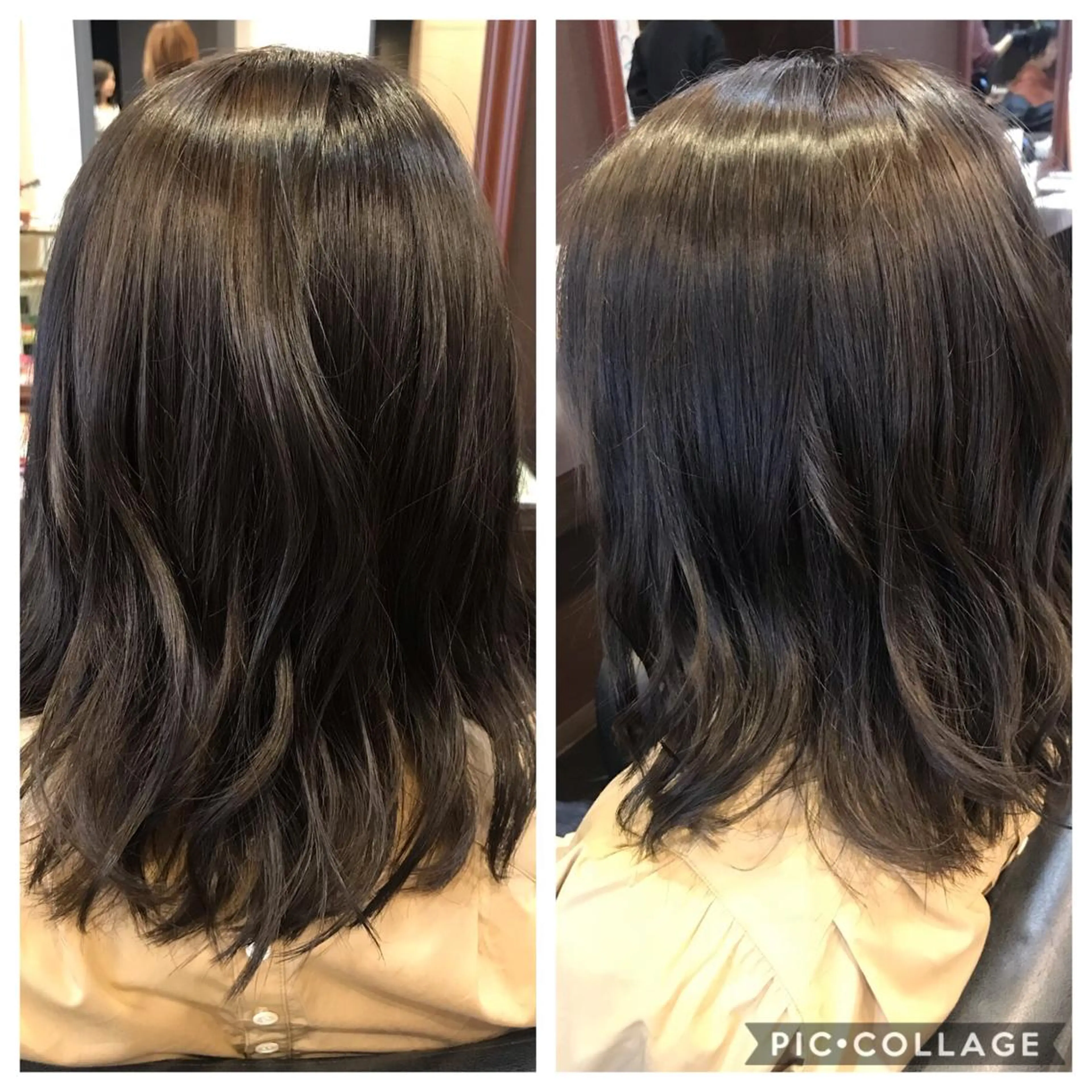 ミディアム カラー アッシュ アッシュグレー ヘアカラー トリートメント 藤本 麻衣のヘアスタイル