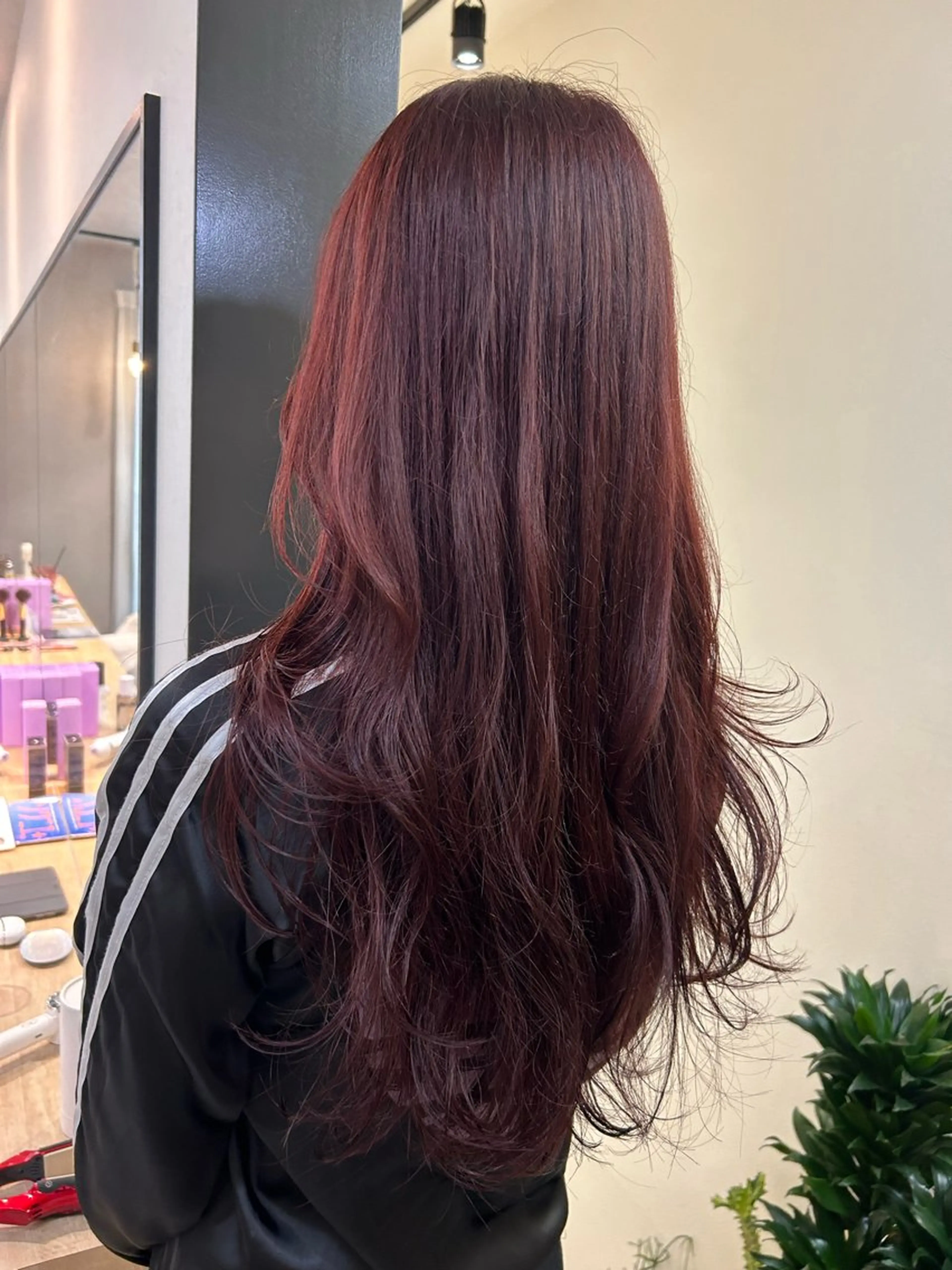 ロング カラー ブリーチ ブリーチなしカラー レッドカラー hub hair レイヤー/透明感のヘアスタイル