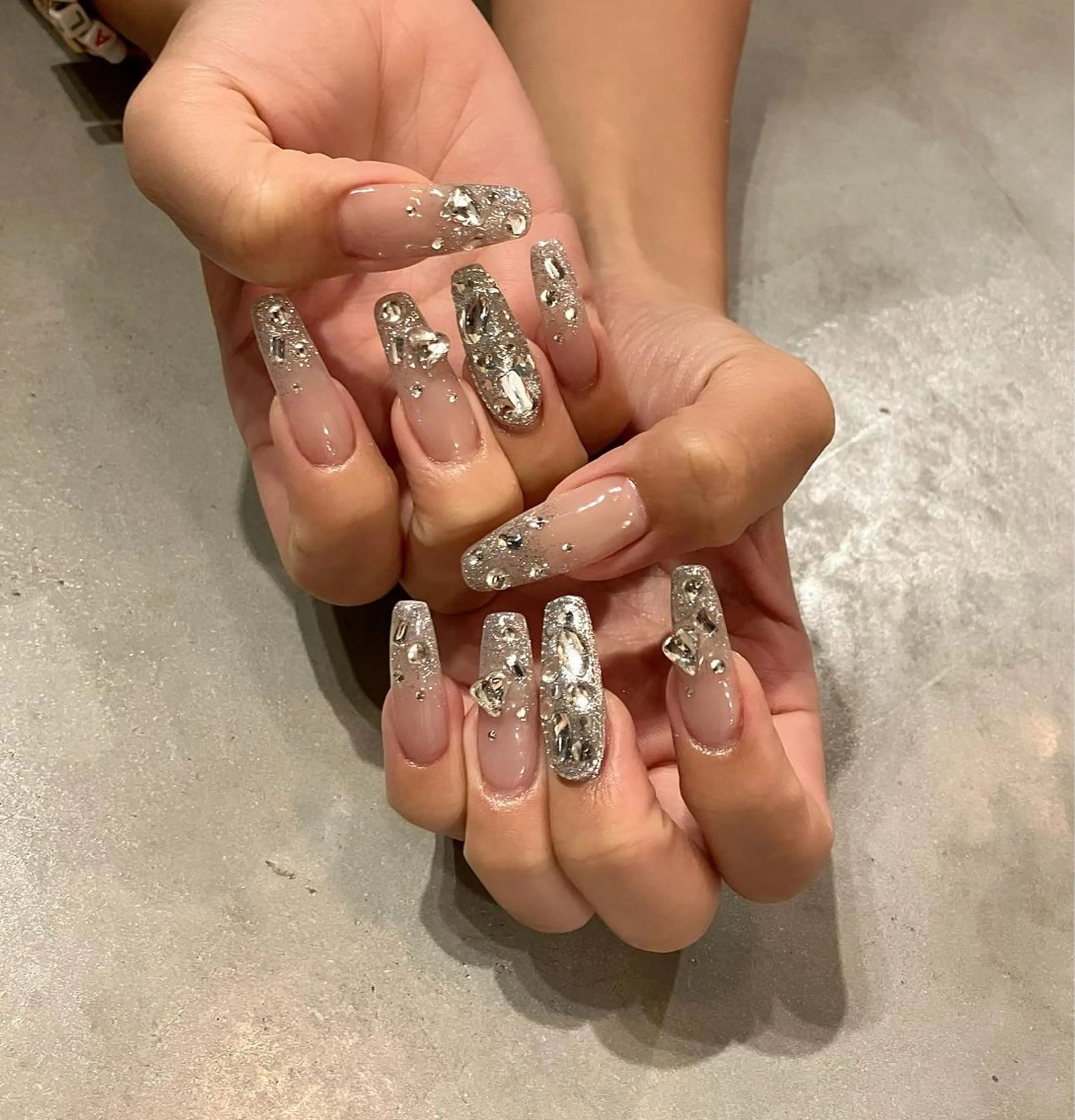 ネイル ハート ロングネイル 持ち込み スカルプネイル ハンドネイル nail salon Soeurのネイルデザイン
