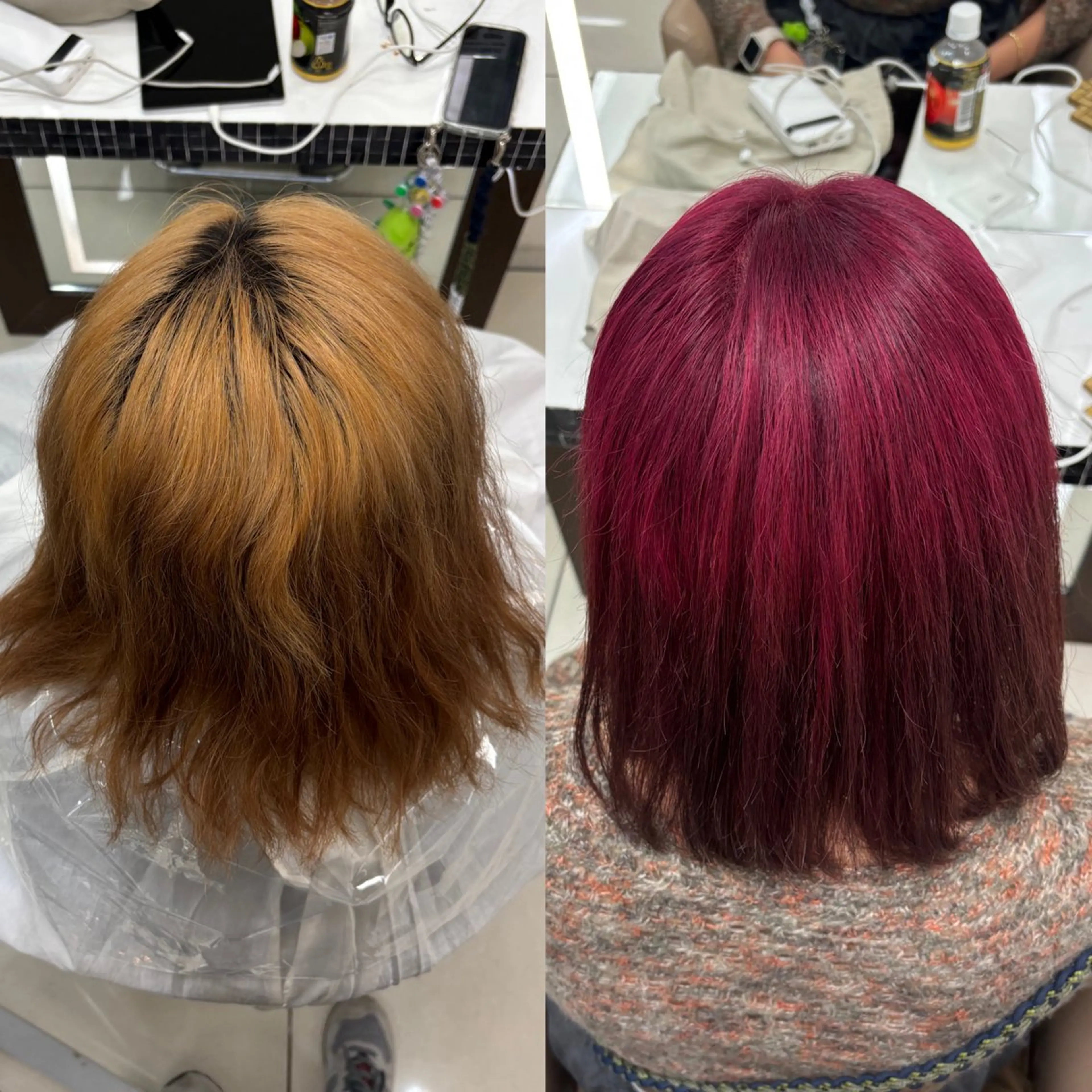 ミディアム カラー ブリーチ カット ヘアカラー 羽エクステ/シール エクステ/横浜駅5分のヘアスタイル