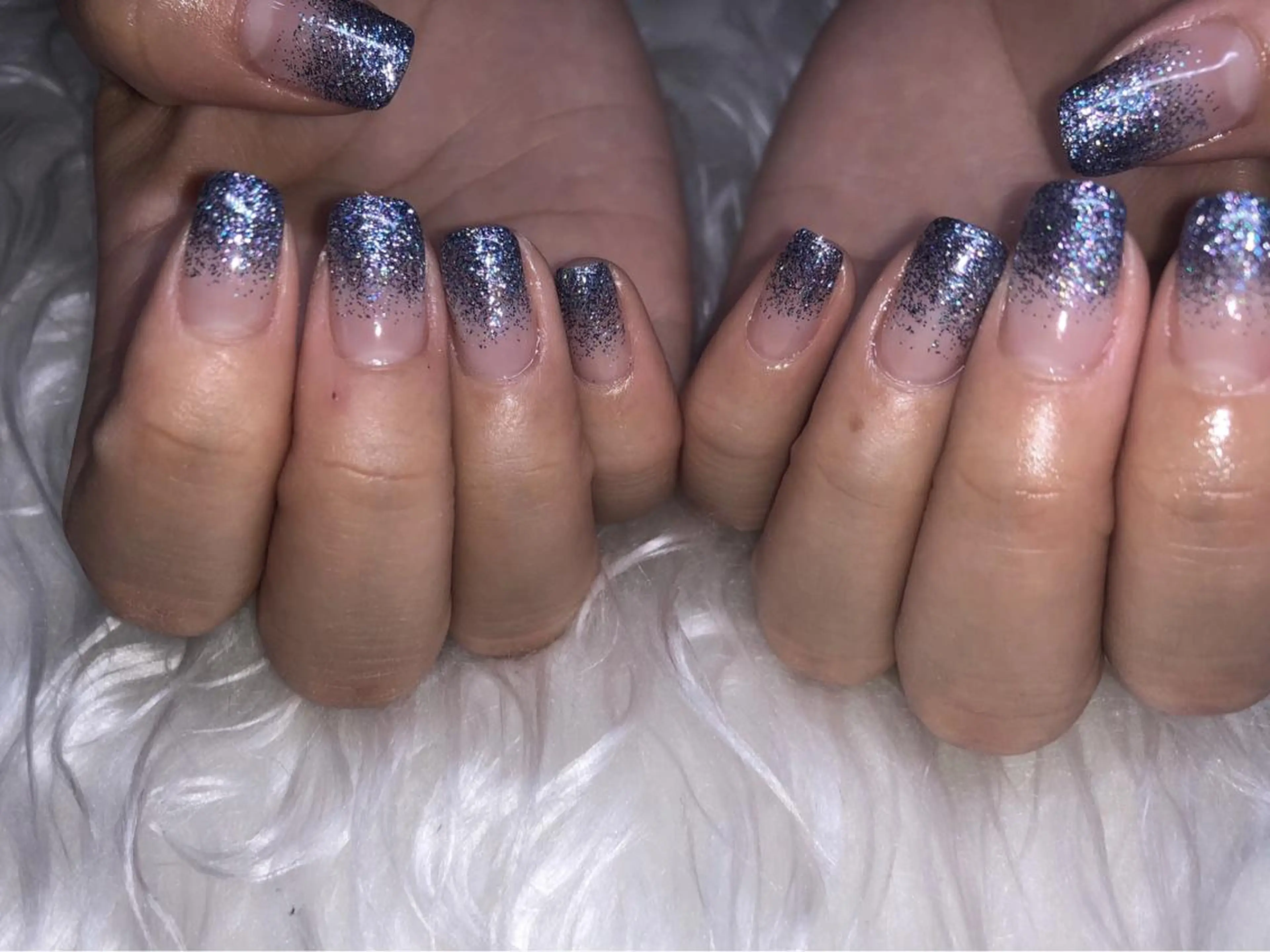 ネイル ラメ(グリッター) ☽ ☾のネイルデザイン