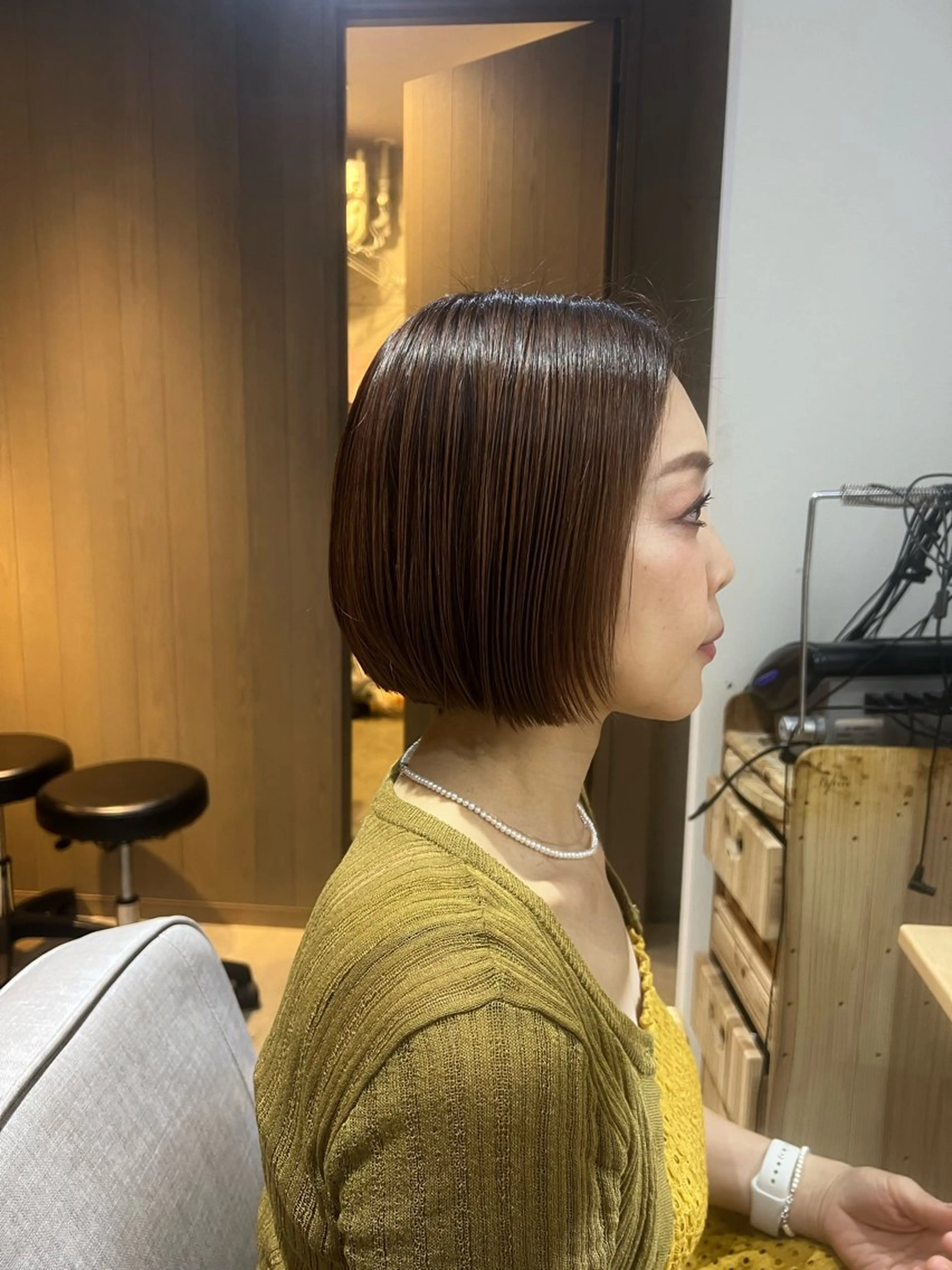 カラー ブラウンカラー ピンクカラー 山口 彩乃のヘアスタイル