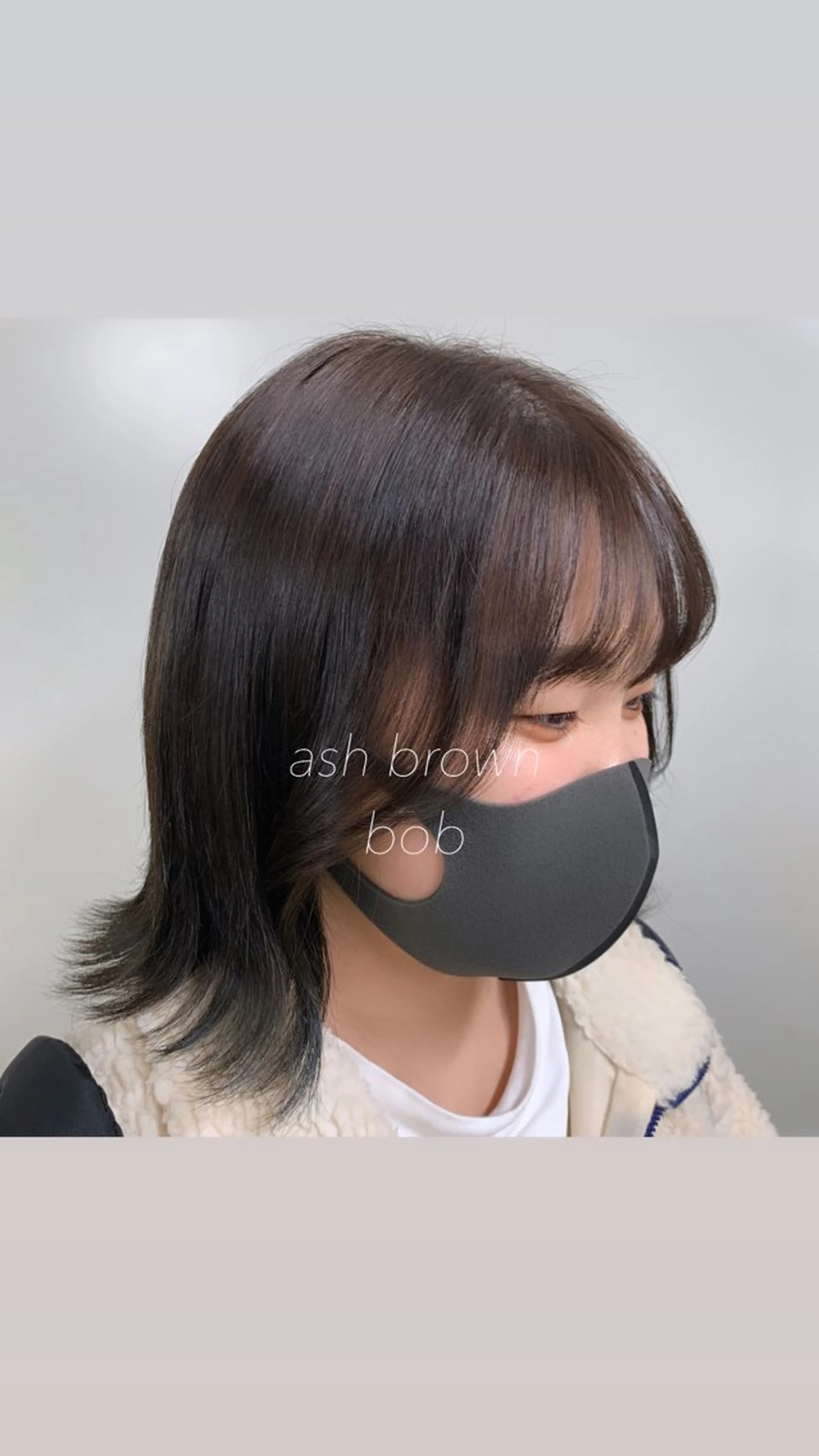 ミディアム カラー ヘアアレンジ アッシュ アッシュブラウン ブラウンカラー ボブ 外ハネヘア GO TODAY 原宿本店所属・似合わせカット得意 💛RENA💛のヘアスタイル