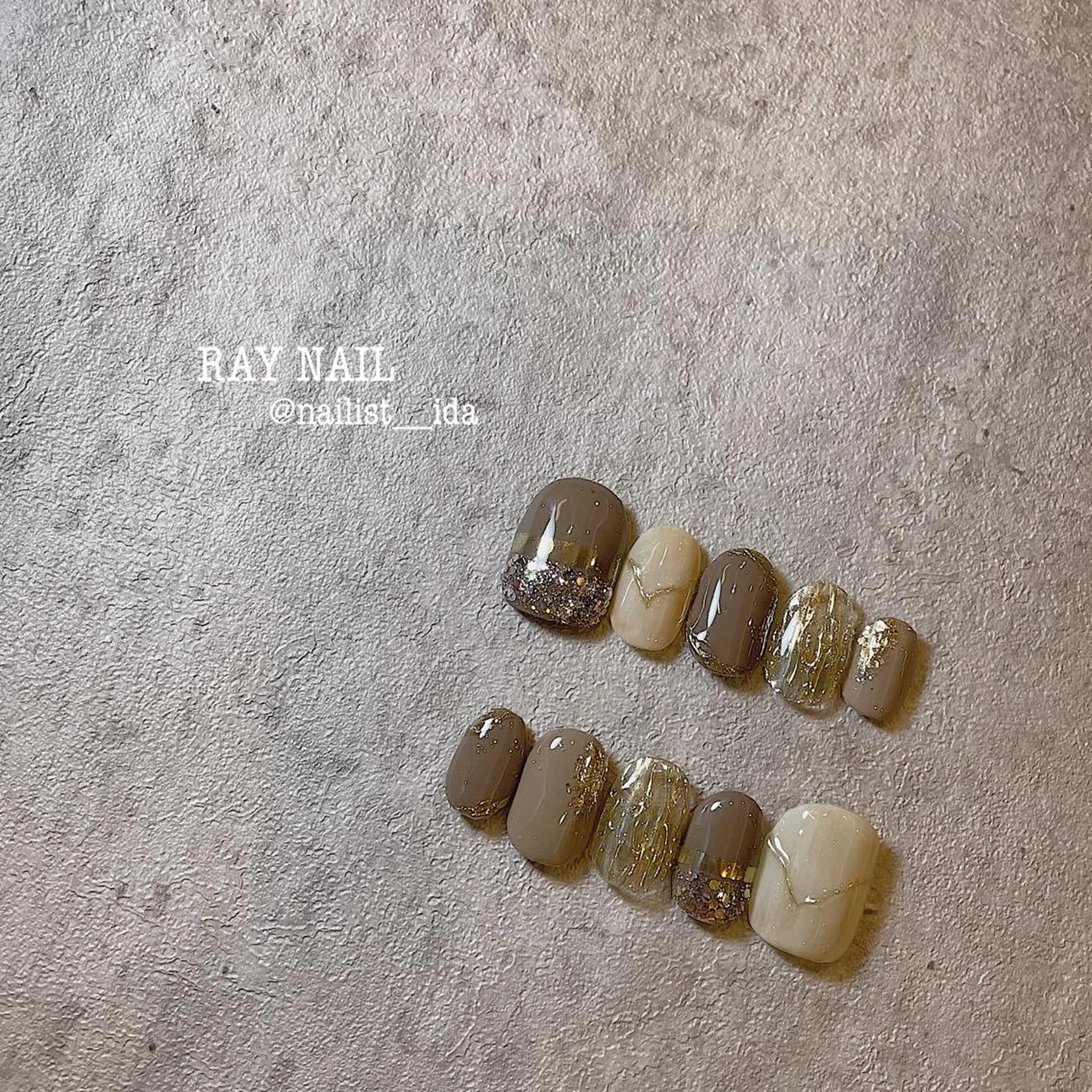 ネイル ブラウン ブライダルネイル Arowa 伊田のネイルデザイン