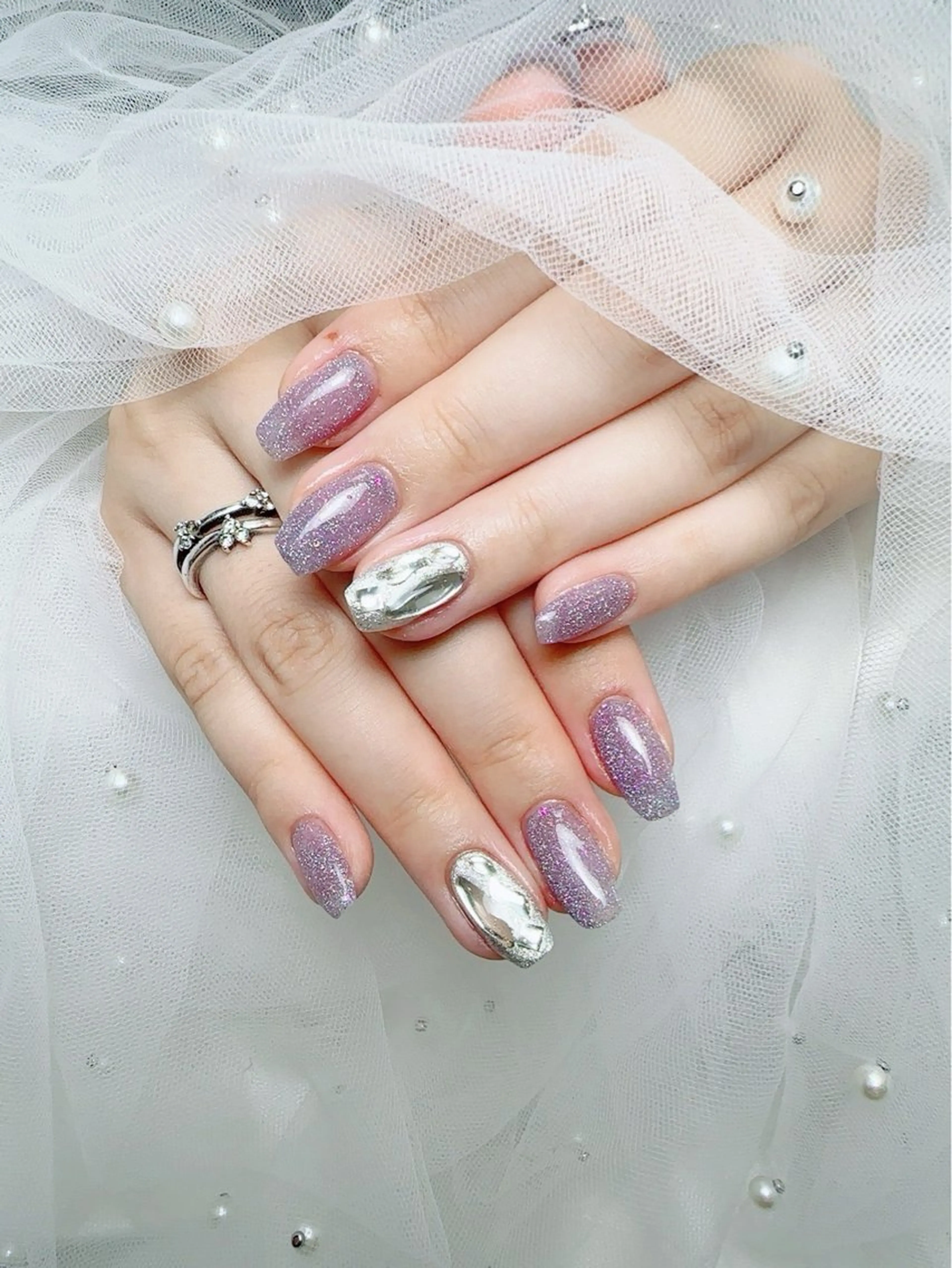 ネイル フレンチネイル ジェルネイル ハート 韓国ネイル マグネットネイル ハンドネイル ネイルサロン lotusのネイルデザイン