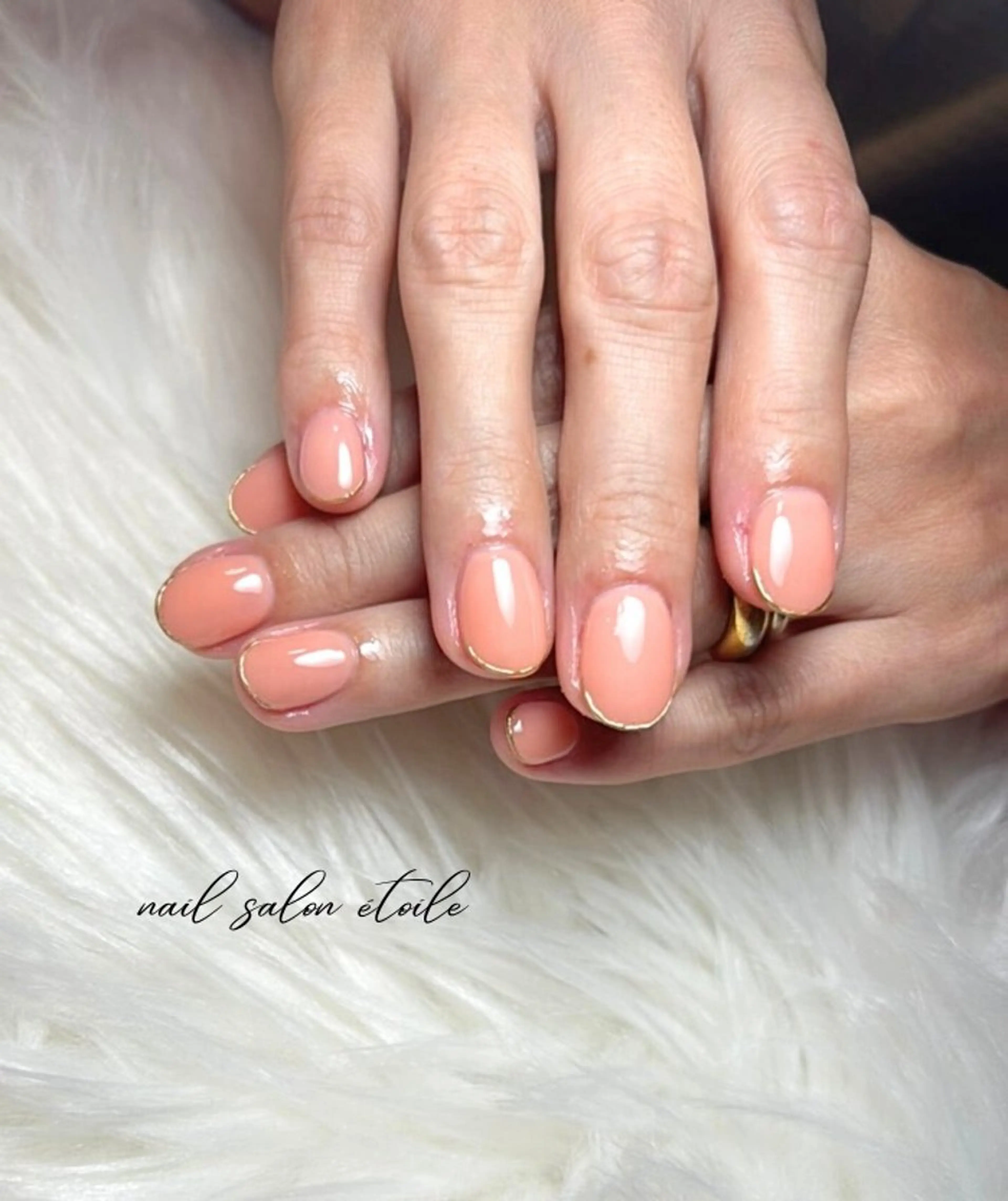 ネイル フレンチネイル ゴールド オフィスネイル ピンク シンプルネイル ハンドネイル nail salon étoileのネイルデザイン