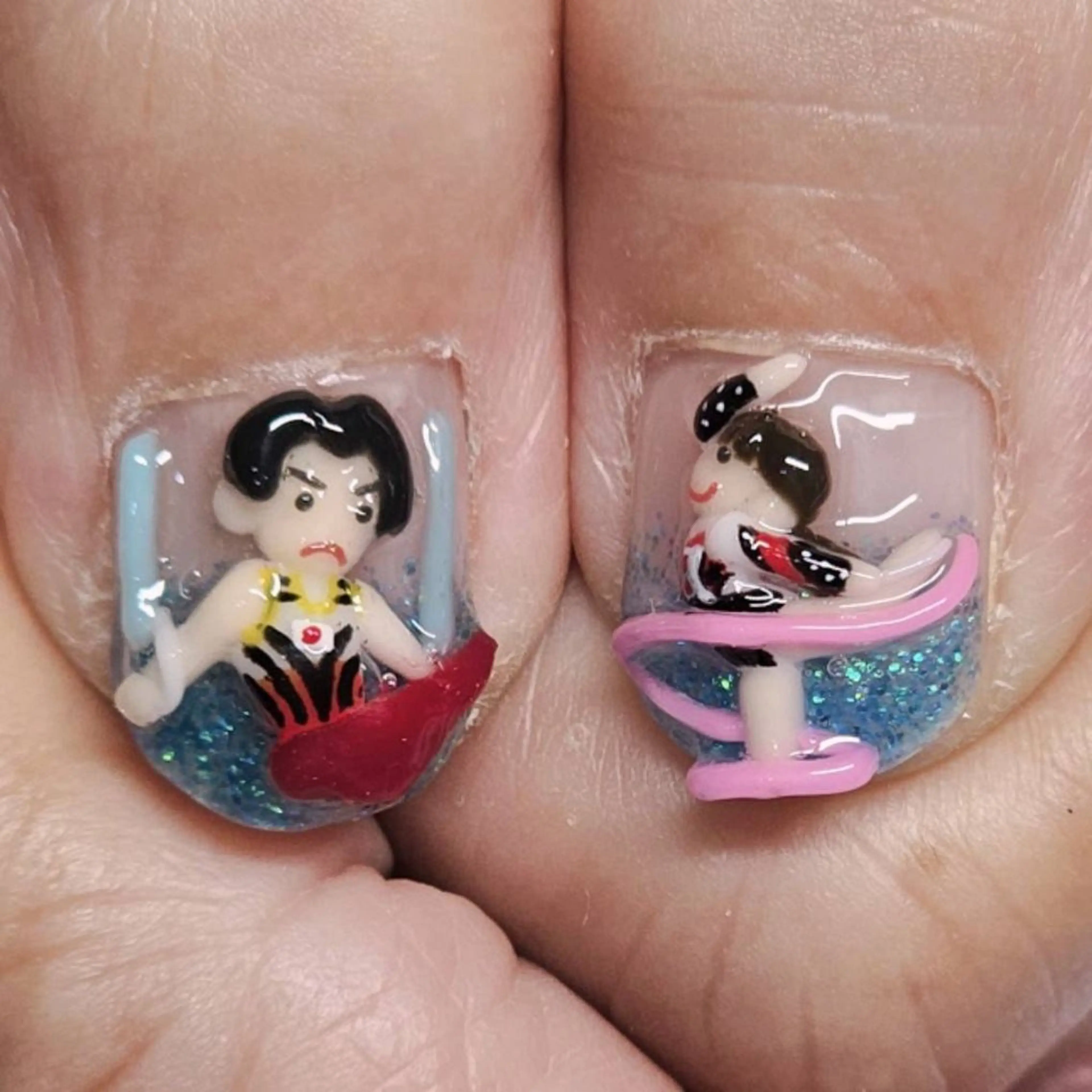 ネイル アートネイル ブルー グラデーション ラメ(グリッター) パステルネイル ハンドネイル よしだ ひろきのネイルデザイン