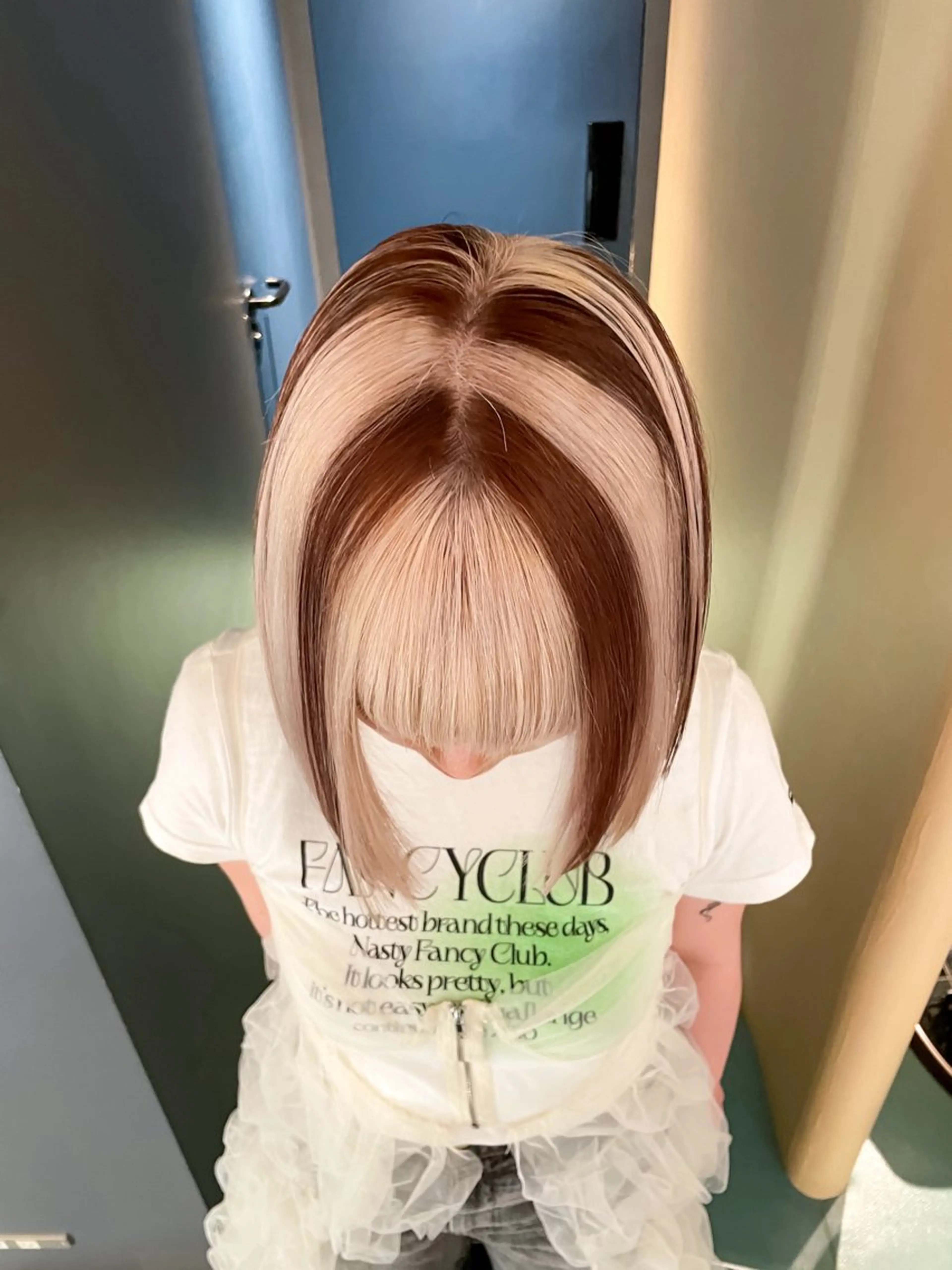 ショート カラー ヘアアレンジ デザインカラー ヘアカラー ハッシュカット/ 韓国ヘア☽⋰mahoのヘアスタイル