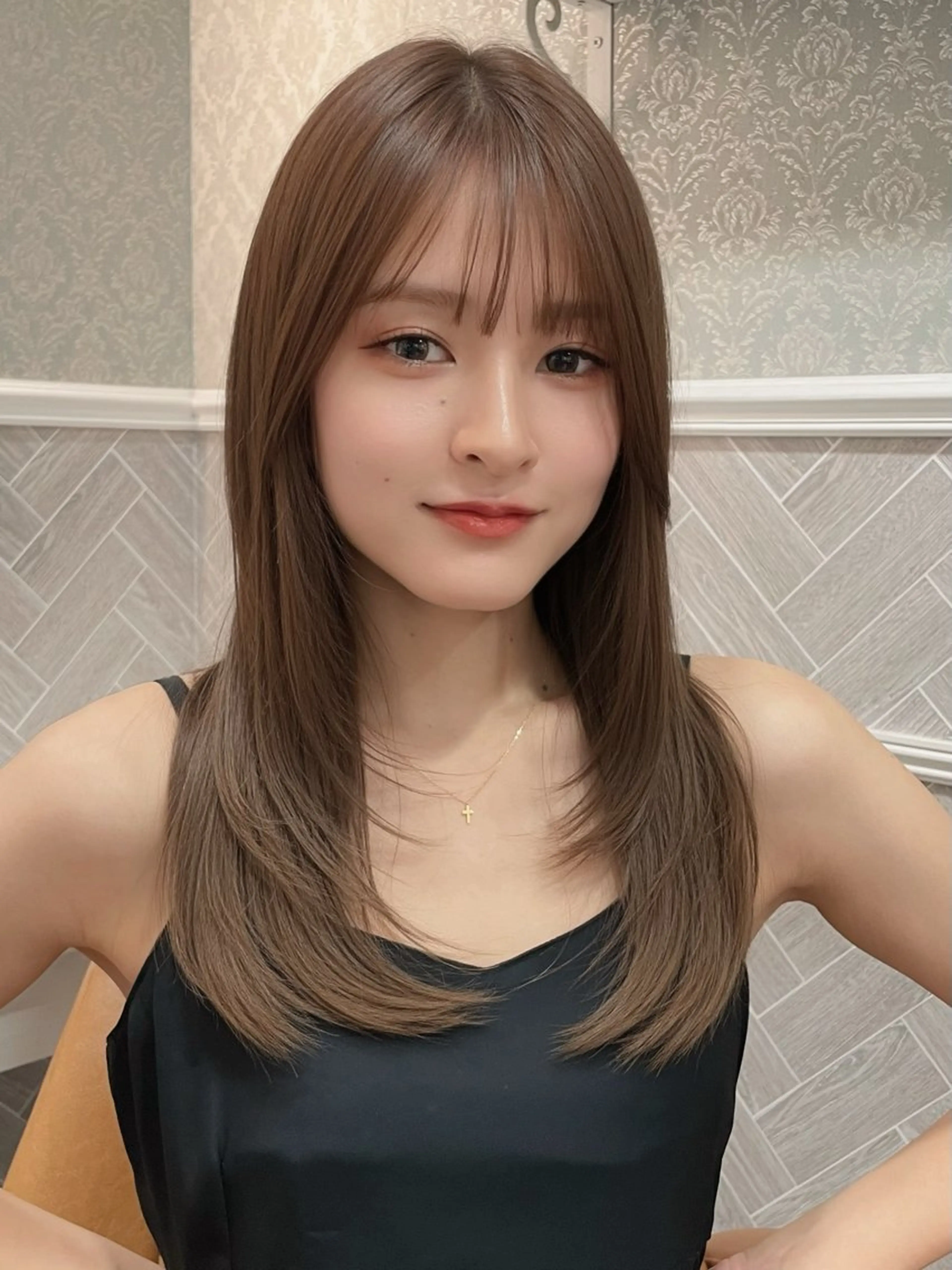 ロング 髪質改善 韓国風ヘア レイヤーカット ロング 縮毛矯正 カット 縮毛矯正 トリートメント 美髪縮毛矯正🤍 髪質改善/Shinaのヘアスタイル