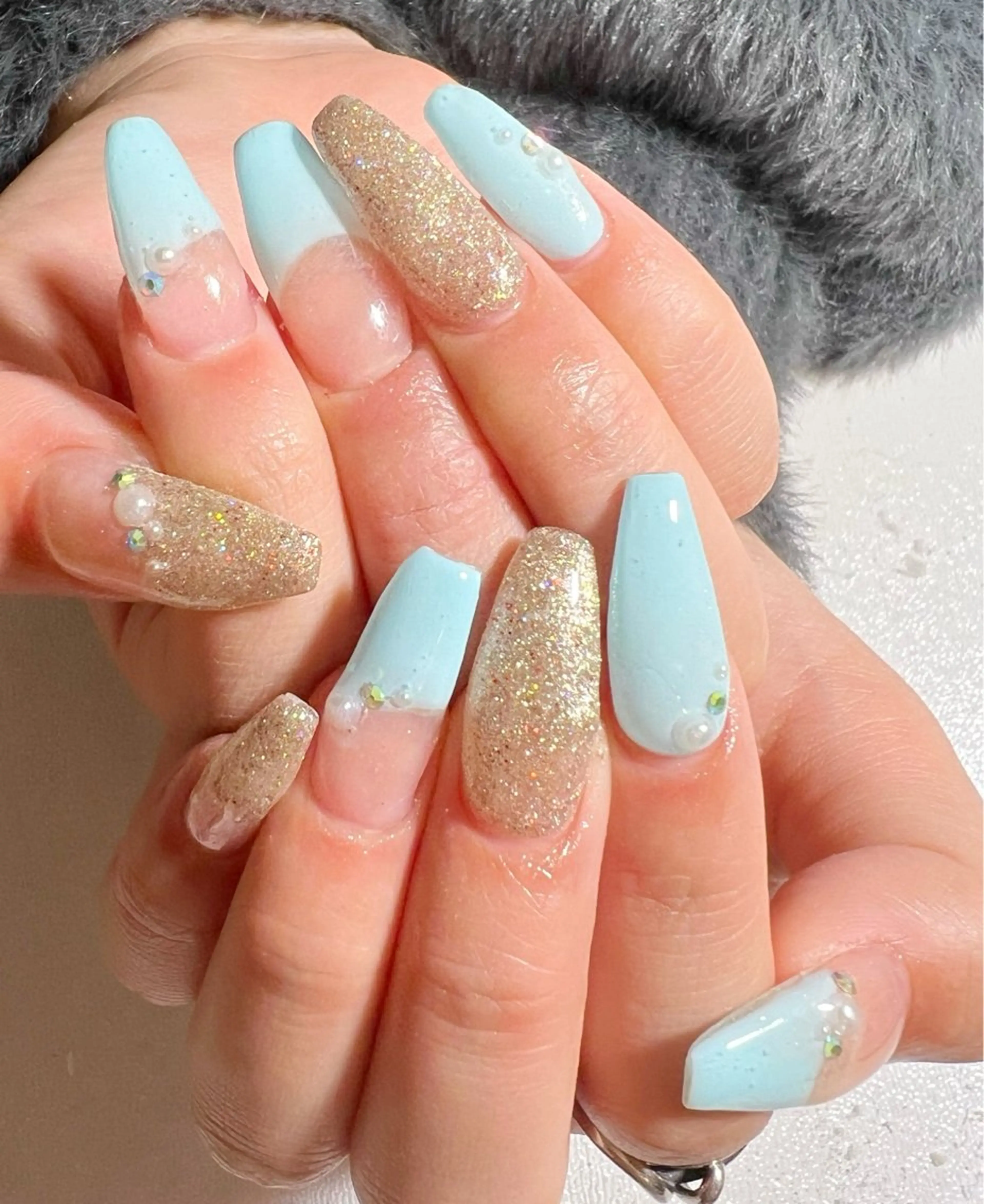 ネイル ブルー 春ネイル ハンドネイル private salon mieのネイルデザイン