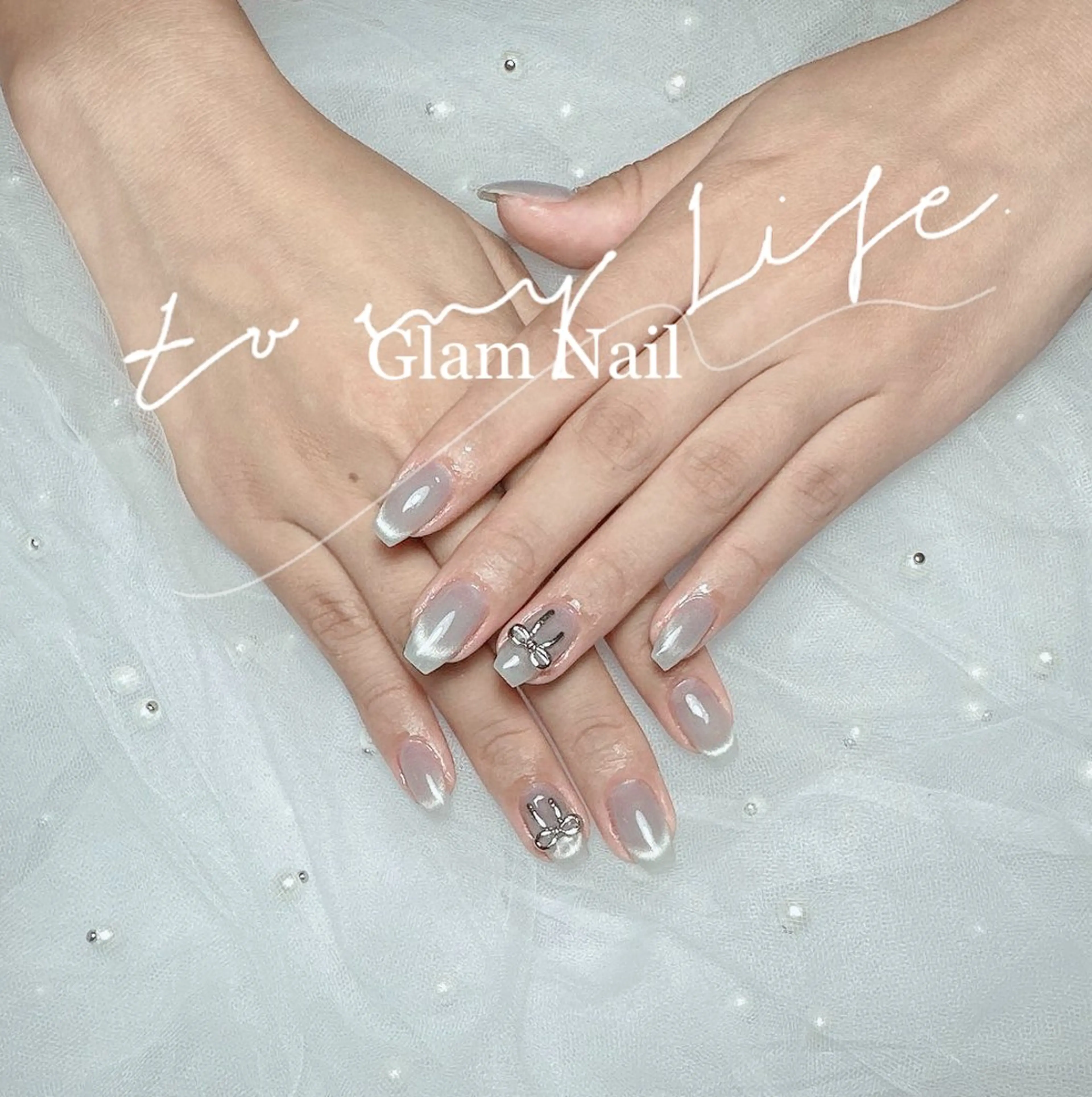 ネイル ハンドネイル エツメ💅 長さだし🎀デザインのネイルデザイン