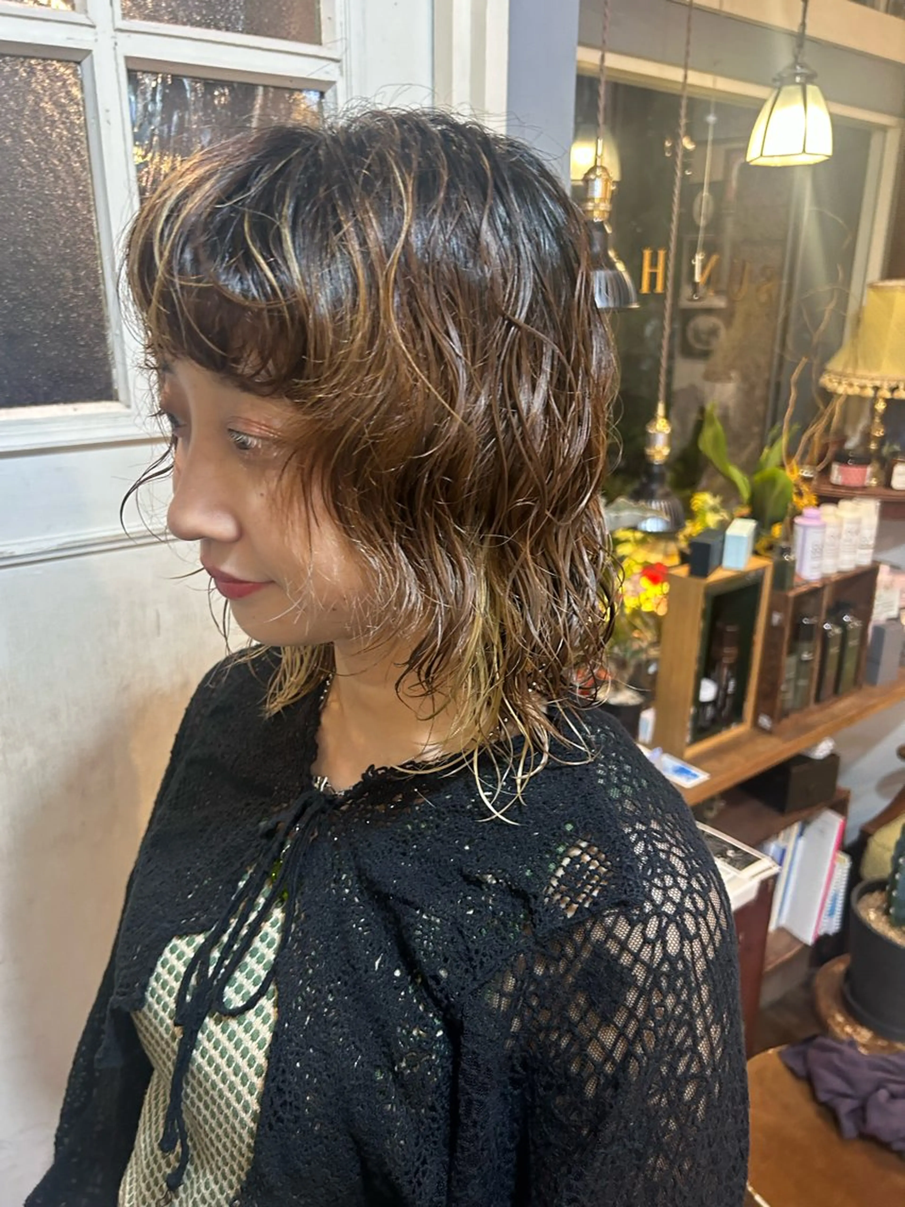 ミディアム パーマ カット パーマ トリートメント 清水千優/パーマ/透 明感カラー/メンズのヘアスタイル