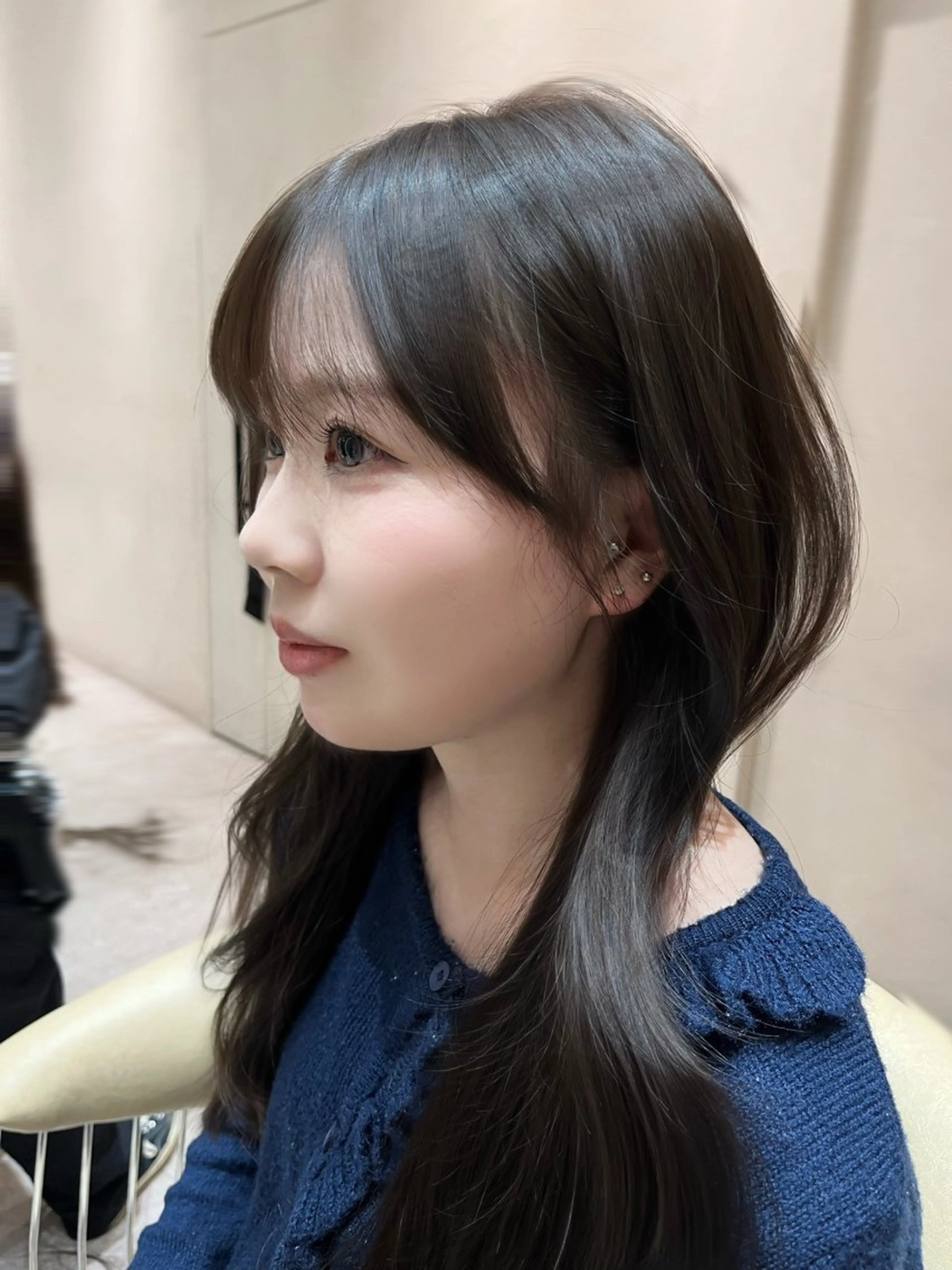 セミロング カラー ヘアカラー 顔周りカット/ 透明感カラー/ユナのヘアスタイル