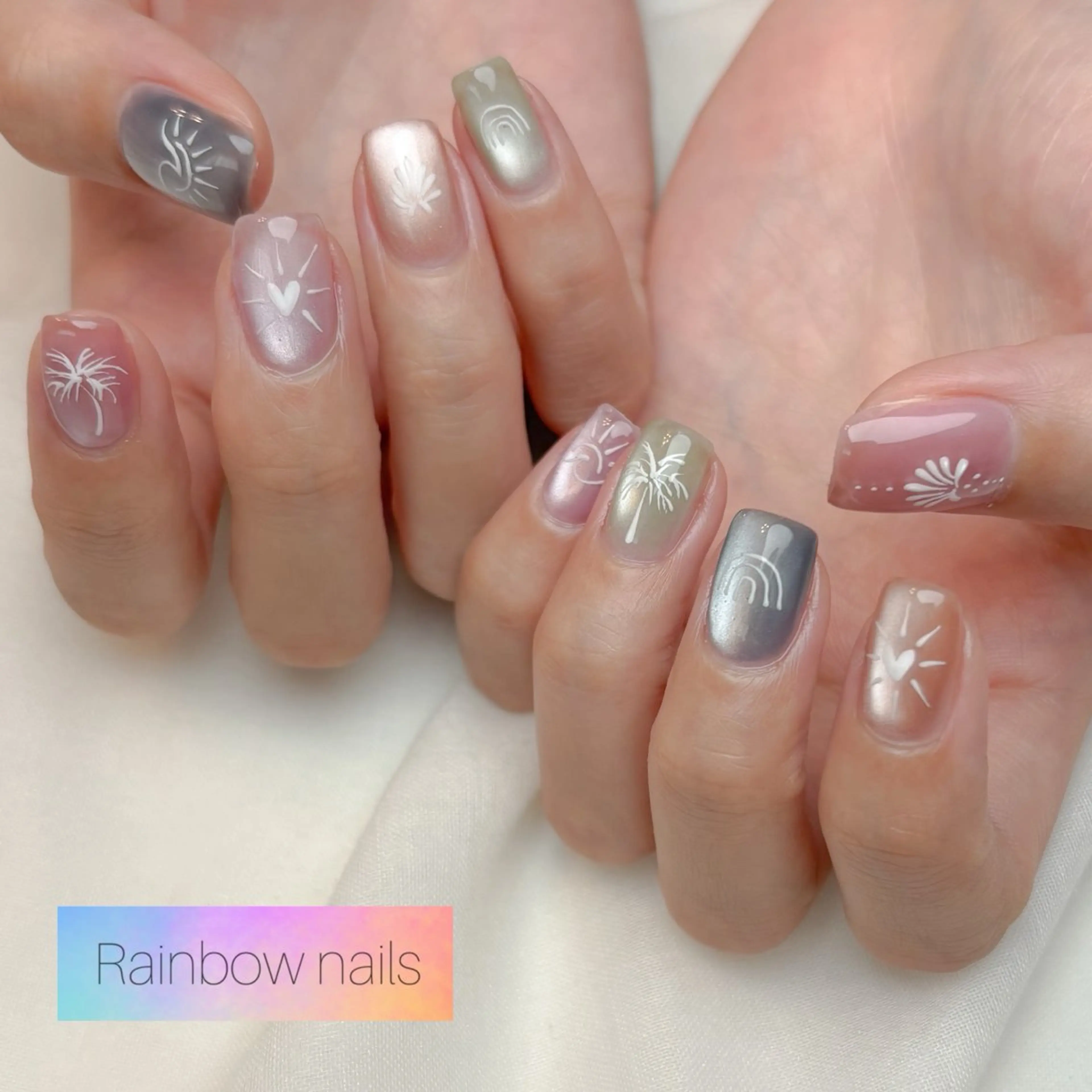 ネイル 持ち込み ハンドネイル Rainbow nailsくろちゃんのネイルデザイン