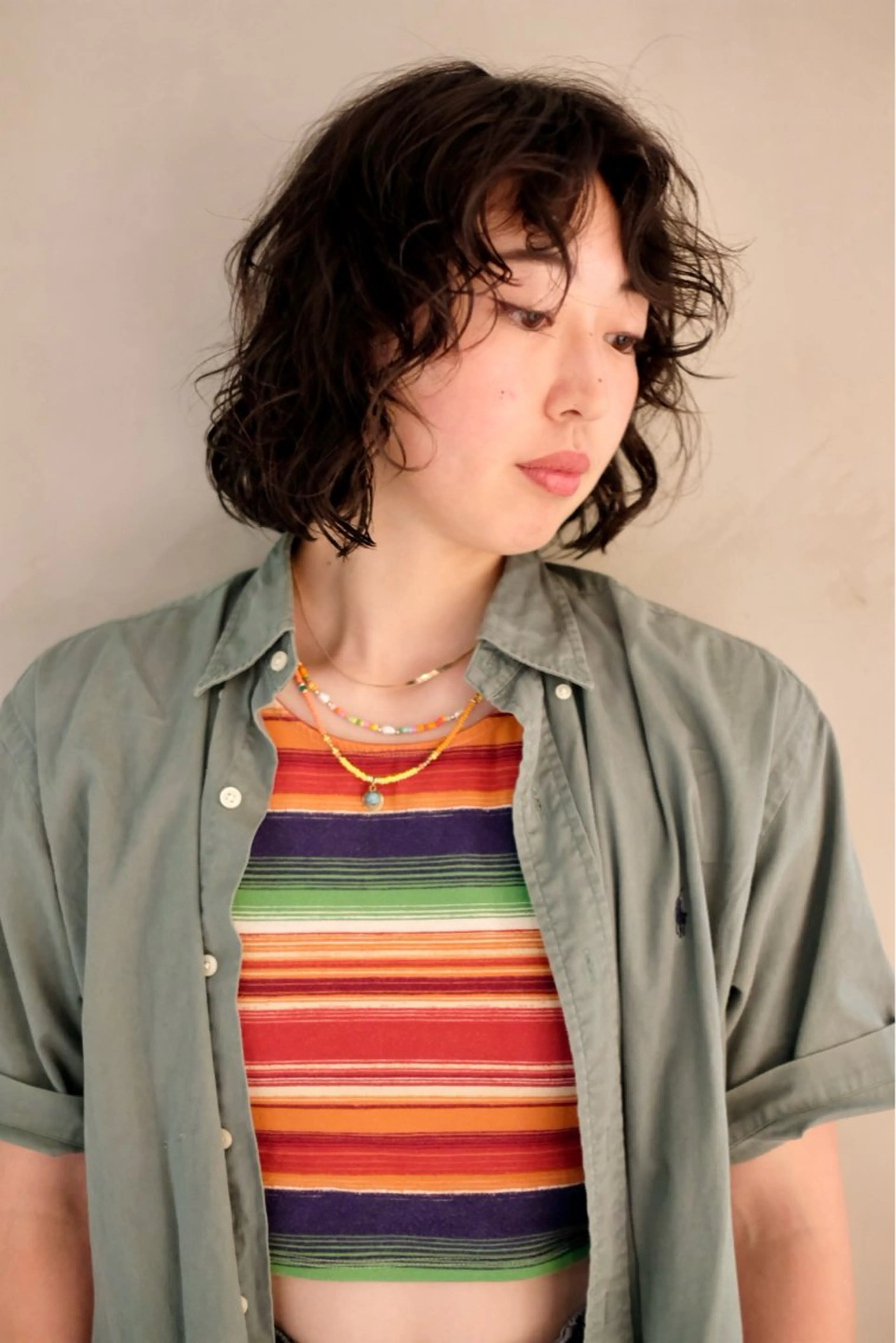 ミディアム パーマ 瓜谷 亮磨のヘアスタイル