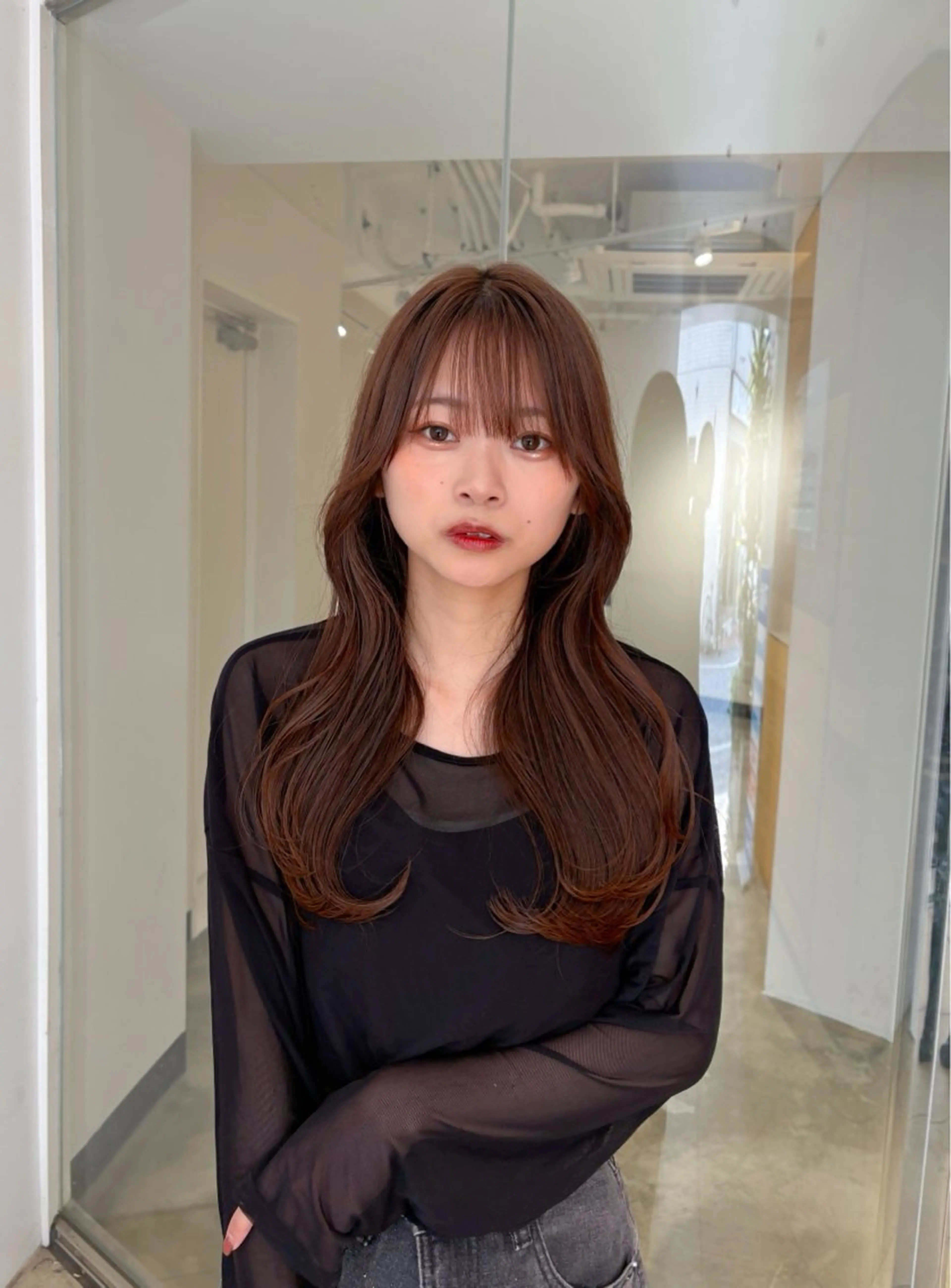 ロング カラー くびれヘア 韓国風ヘア くびれレイヤー レイヤーカット カット ヘアカラー トリートメント ♠️暗髪レイヤー♠️ 中山唯斗のヘアスタイル