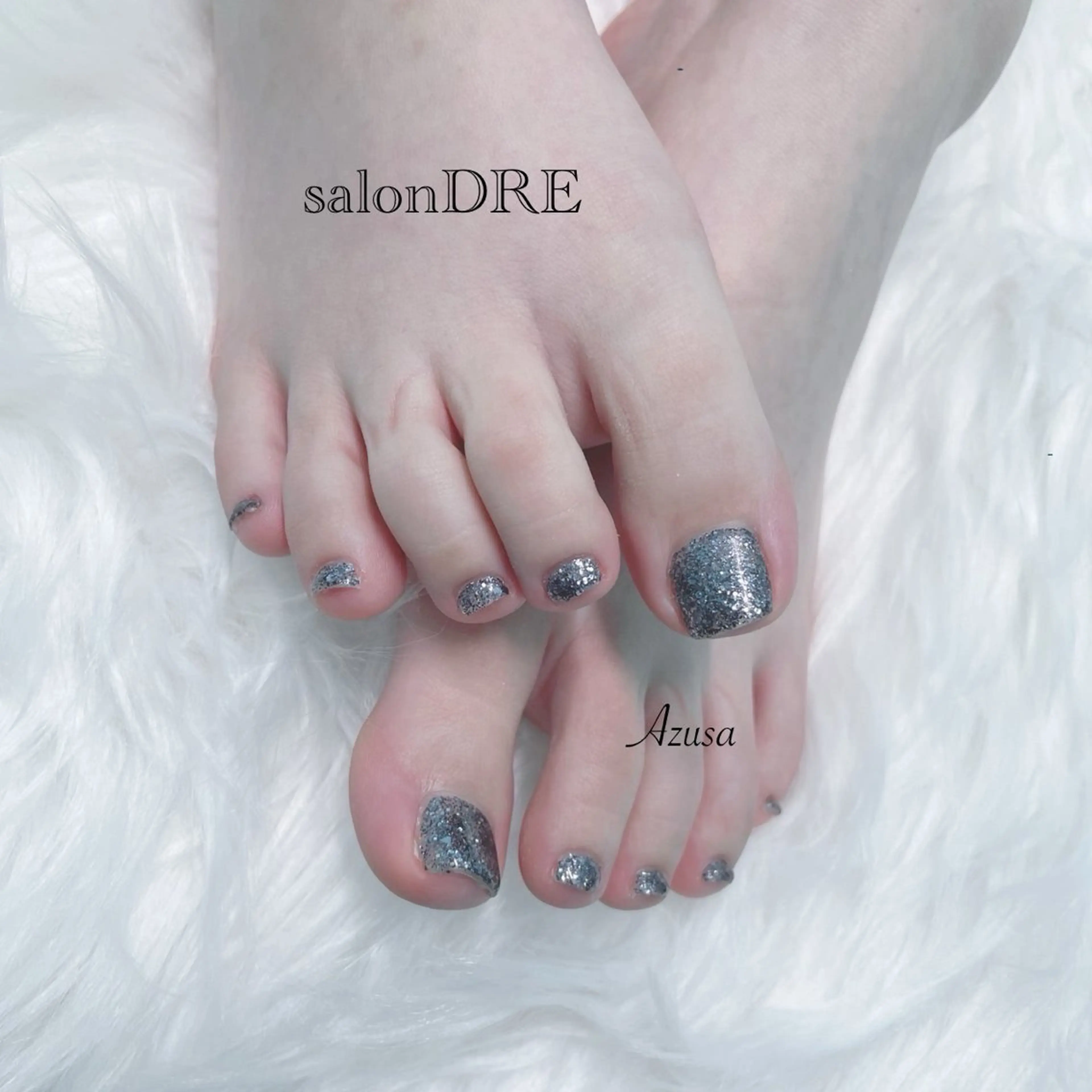 ネイル フットネイル キラキラネイル ラメ(グリッター) ワンカラーネイル フットネイル salonDRE AZUSAのネイルデザイン