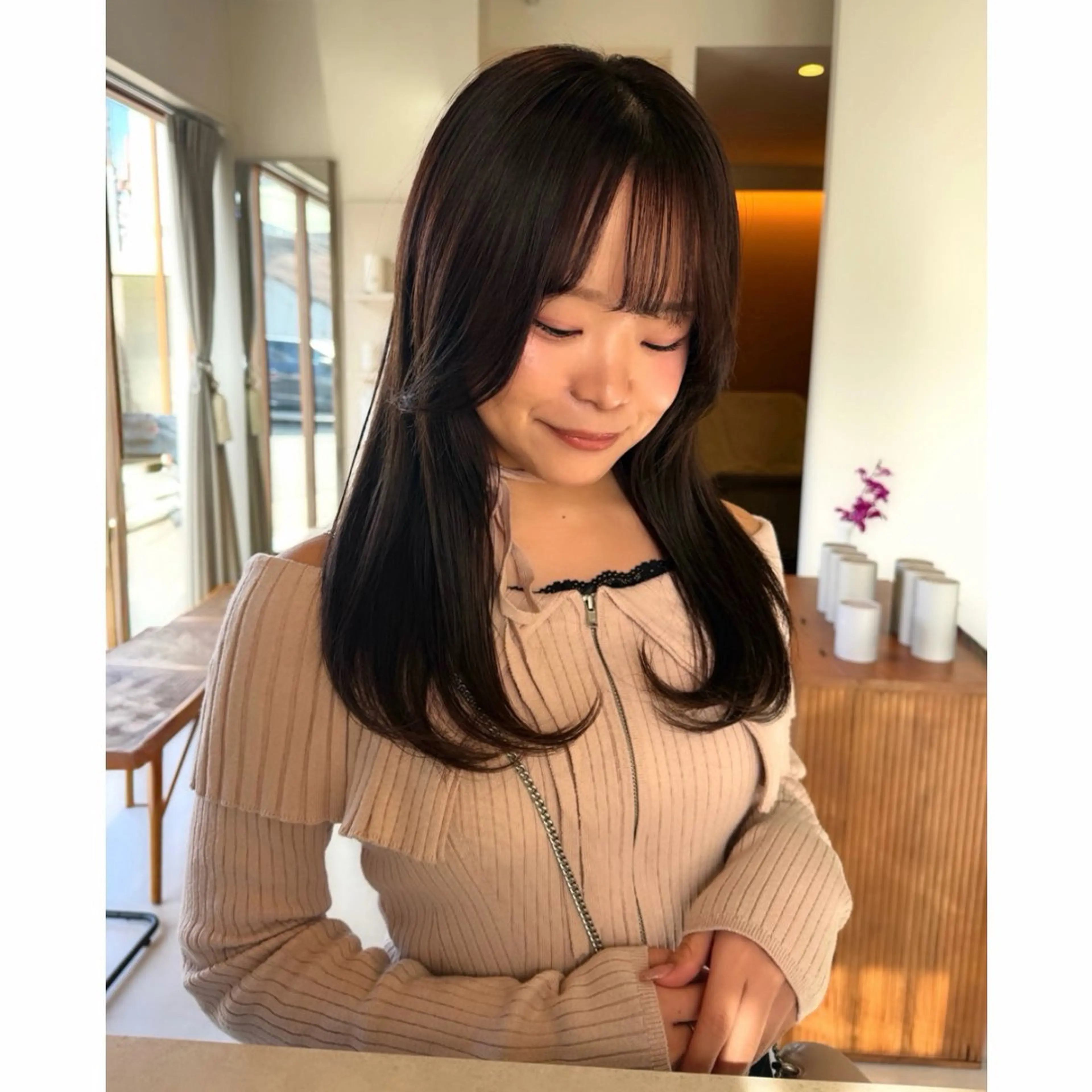 セミロング カラー ブラウンカラー カット ヘアカラー トリートメント 透明感カラー艶カラー /ボブパーマ/ユメノのヘアスタイル