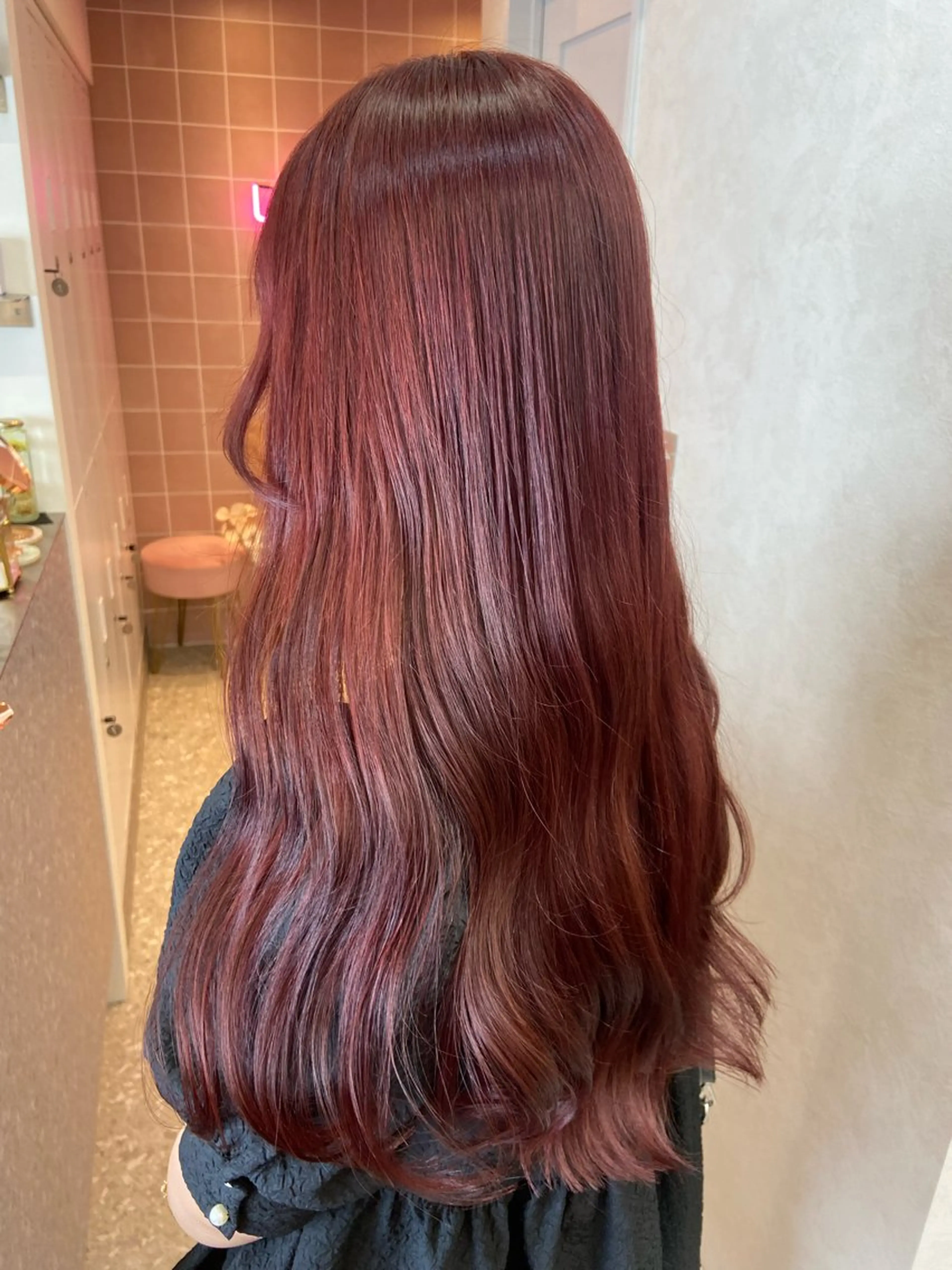 ロング カラー ブリーチ ケアブリーチ ダブルカラー ラベンダーカラー ラベンダーピンク 新宿/韓国ヘア 中明度カラー/かやのヘアスタイル