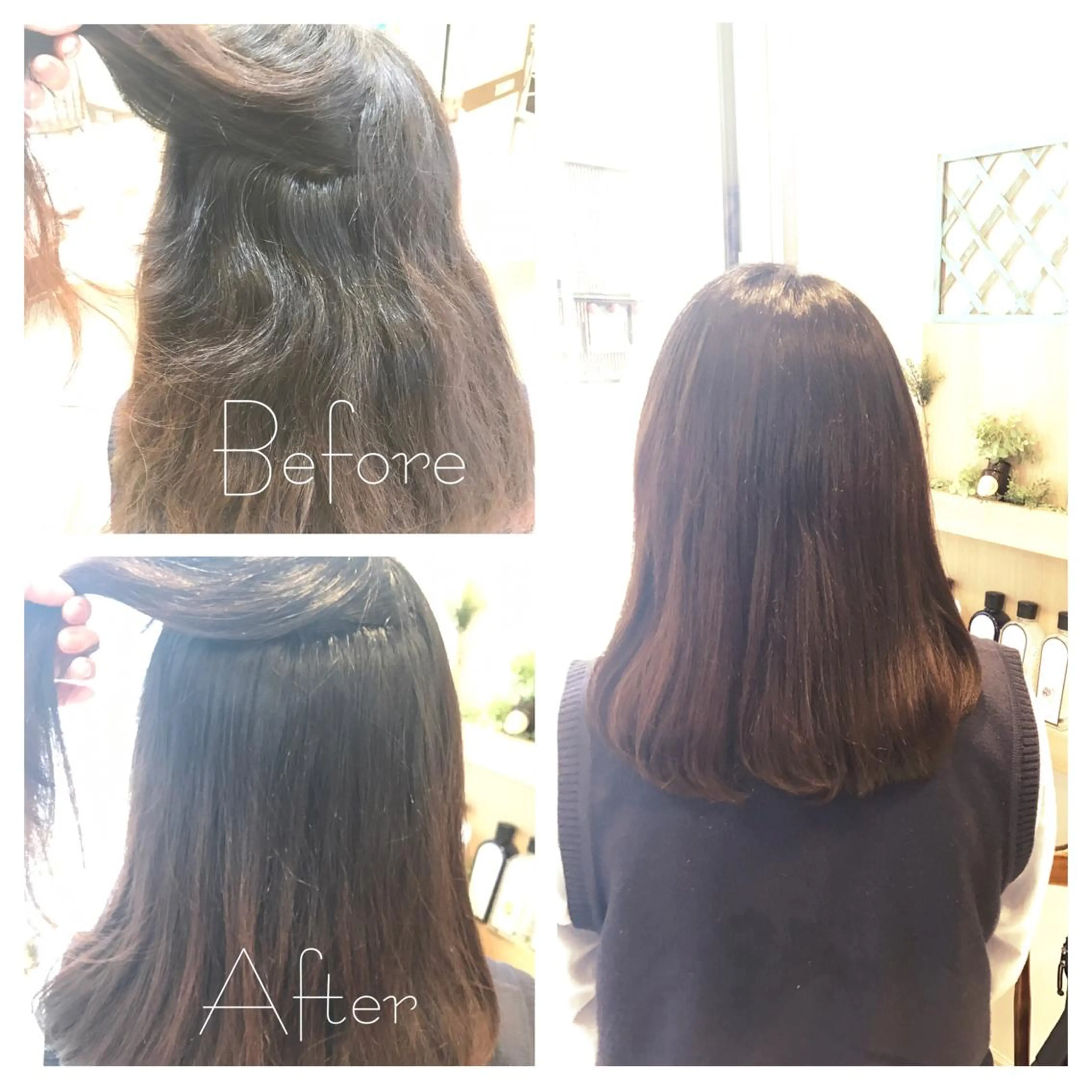 ミディアム パーマ ストレートパーマ スズキ シオリのヘアスタイル