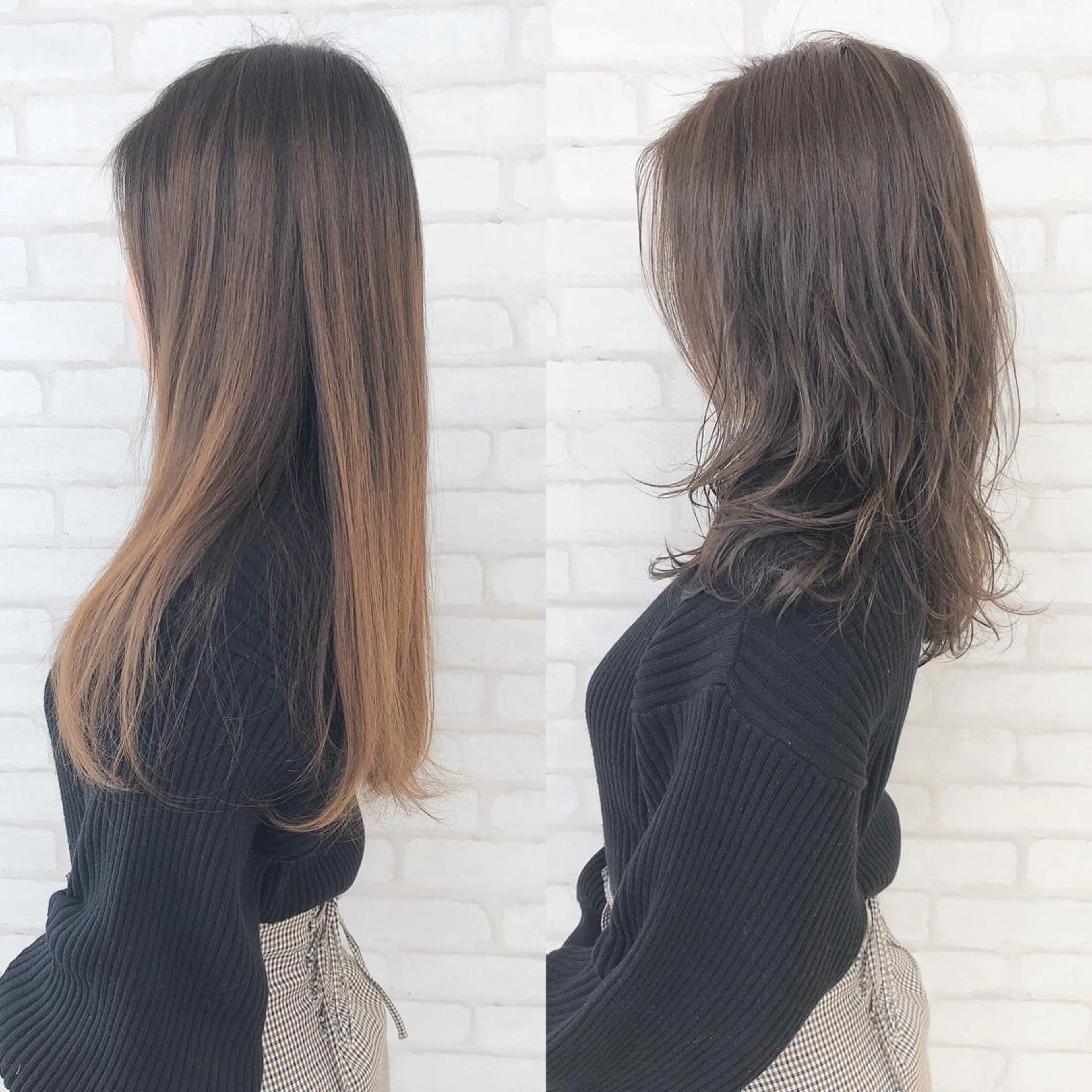 セミロング カラー パーマ アビリタ 警固のヘアスタイル