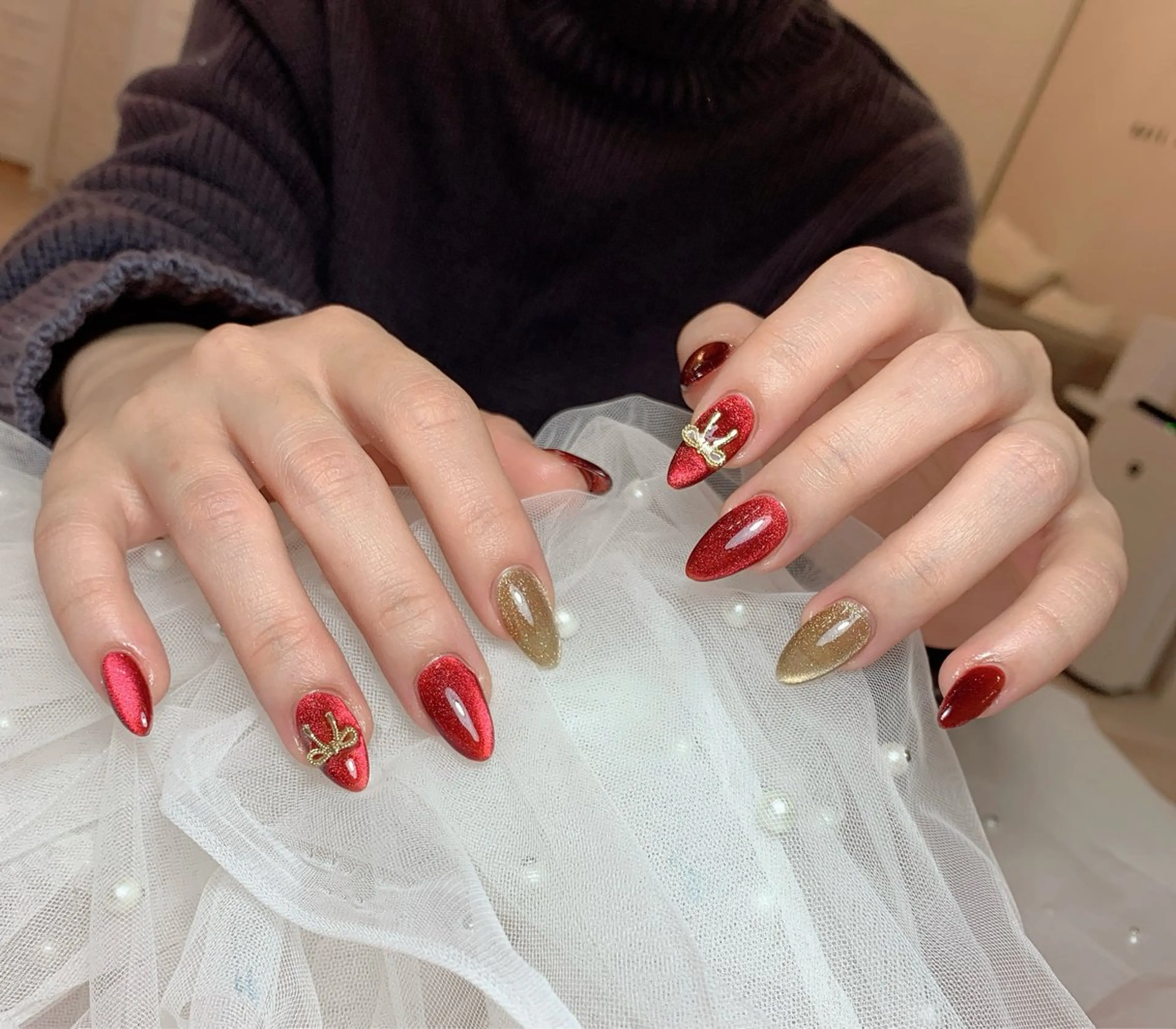 ✨マグネット💅ソフトジェルオフ、ケア込み✨パーツ2個付きの写真