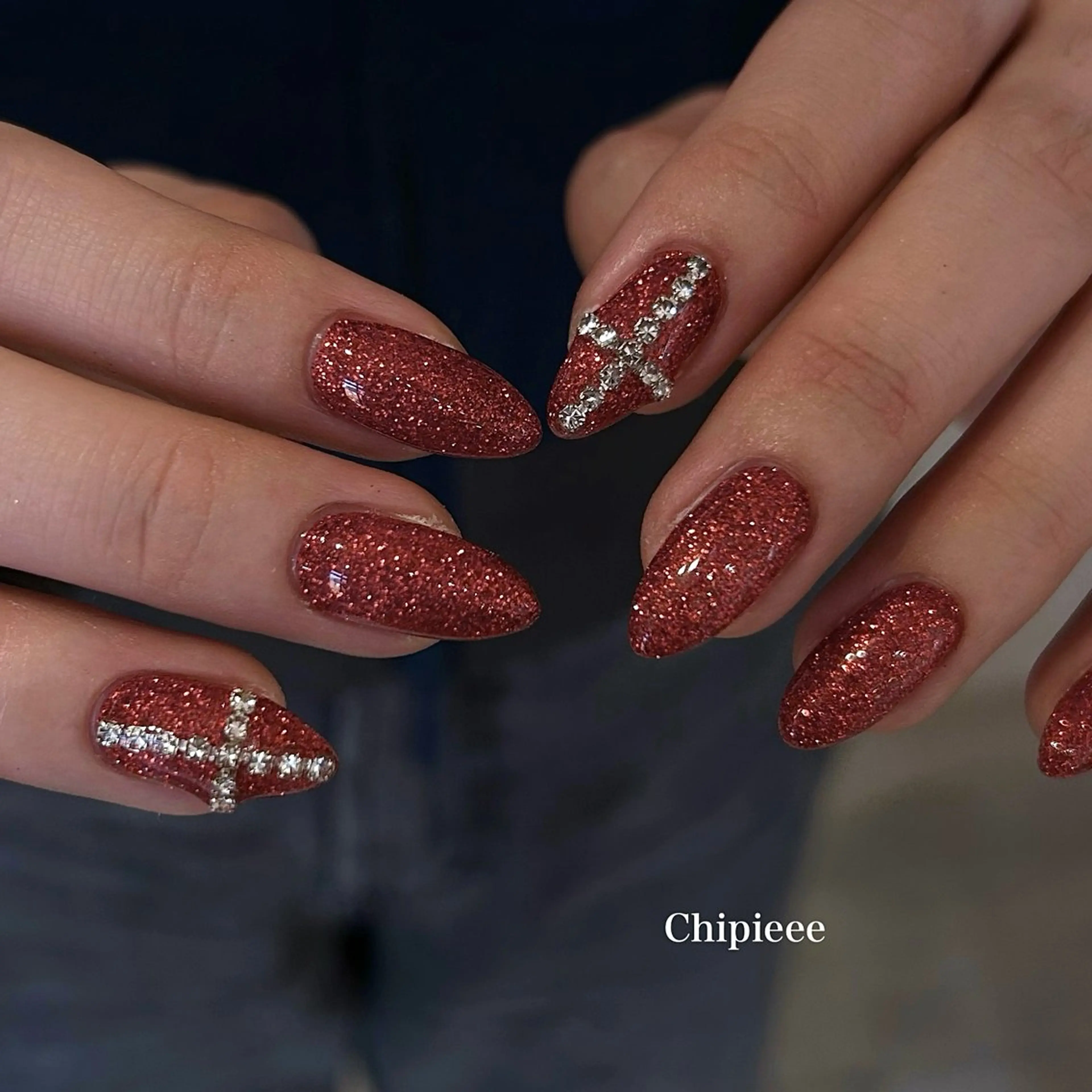 ネイル フラッシュネイル ワンカラーネイル 赤色 バレンタイン Chipieee manamiのネイルデザイン