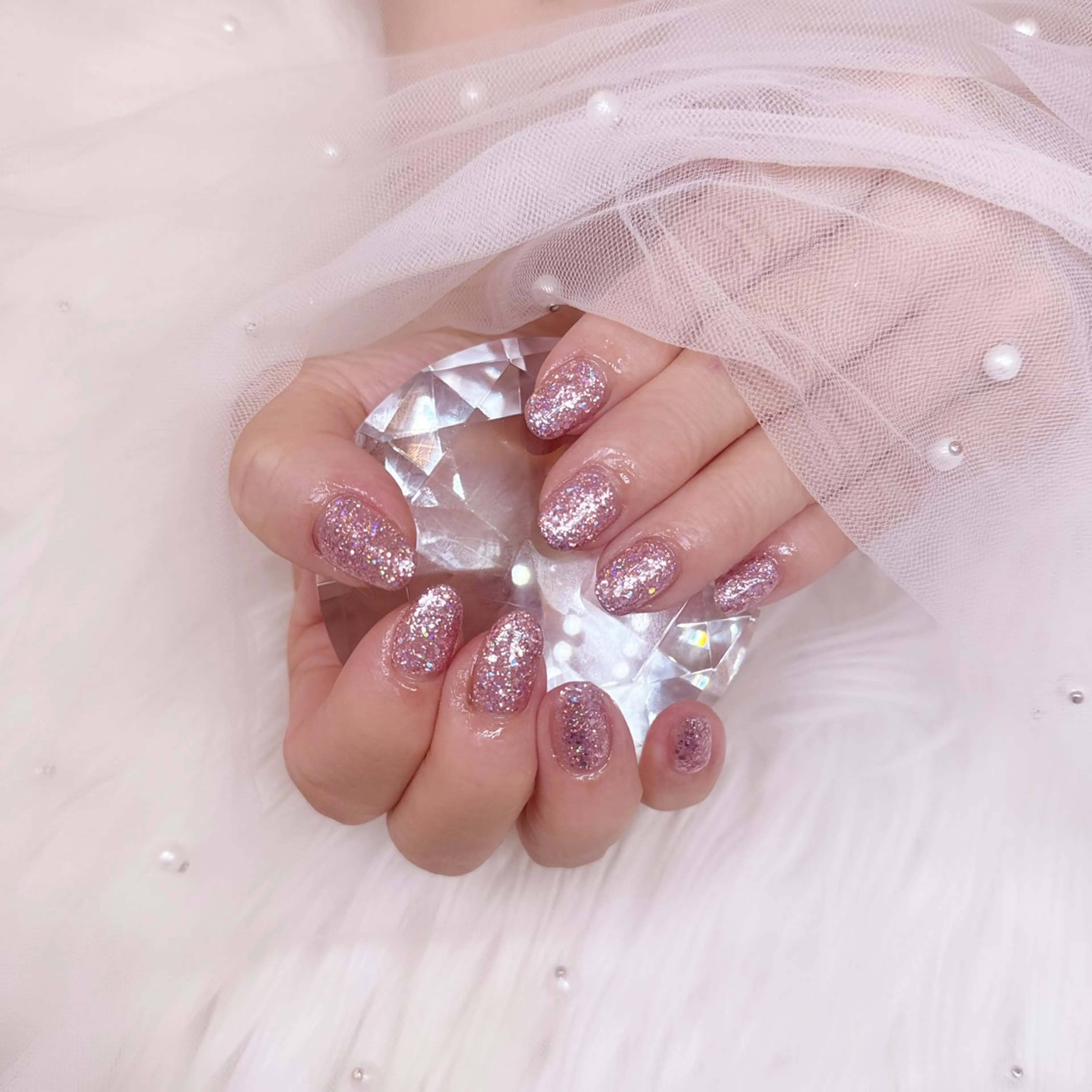 ネイル ラメ(グリッター) ピンク LUNON谷塚店所属・LUNON 谷塚店のネイルデザイン