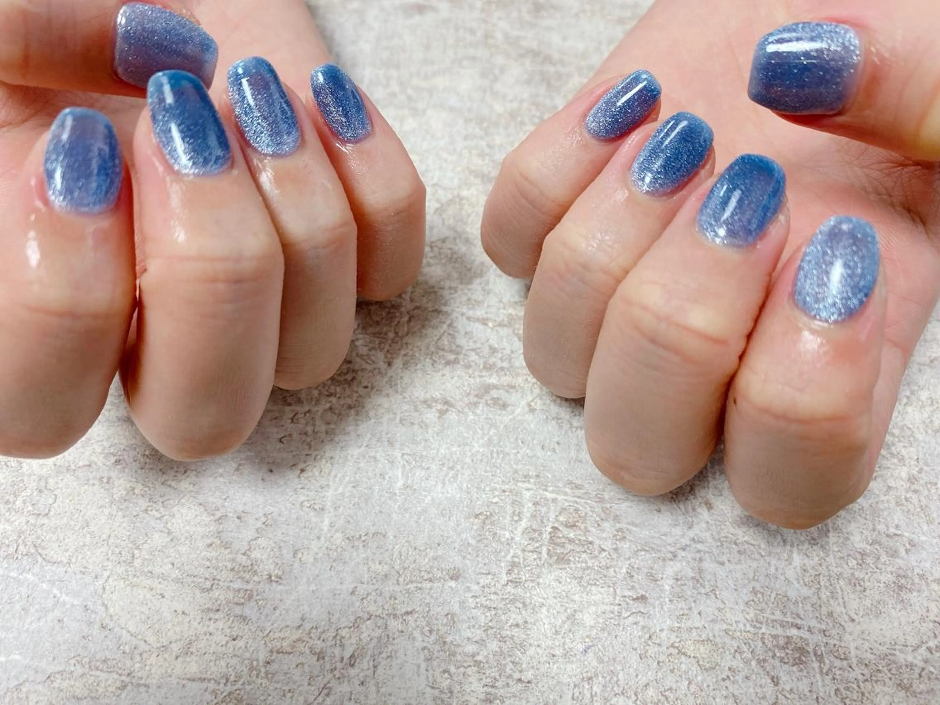 ネイル ブルー マグネットネイル ハンドネイル Mogu nail 二子玉川のネイルデザイン