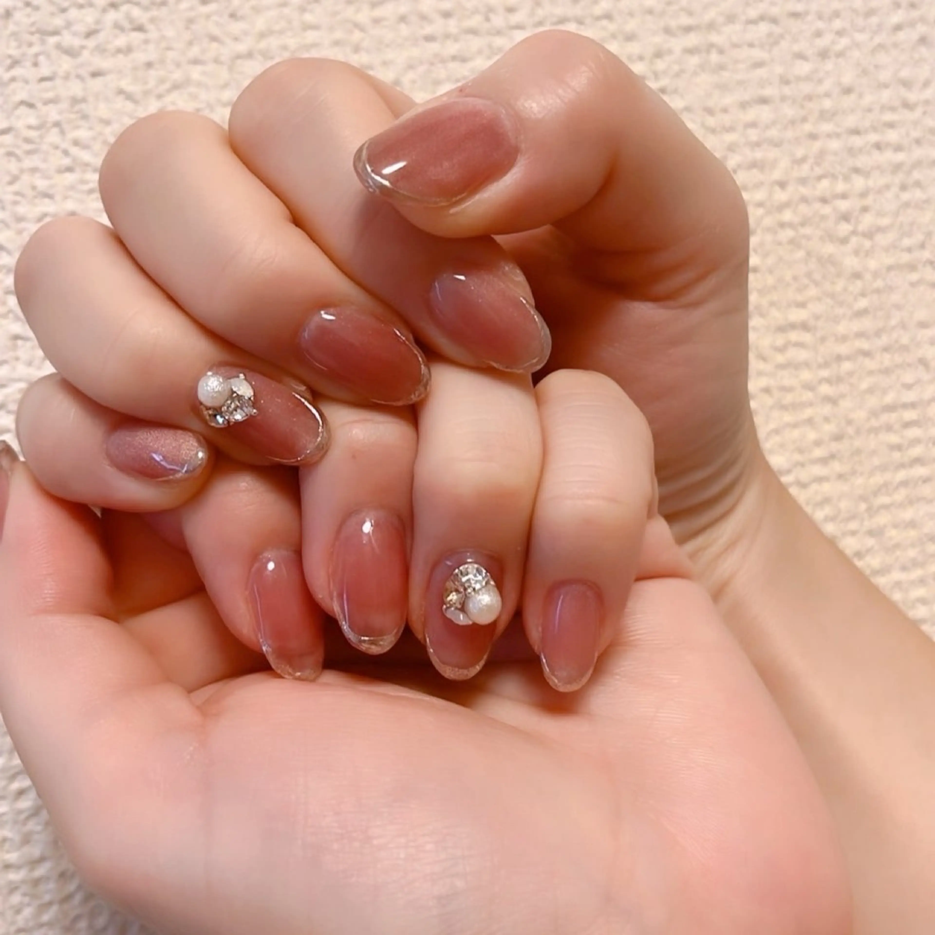 ネイル フレンチネイル ジェルネイル マグネットネイル ミラーネイル ピンク 【LUCE】 maiのネイルデザイン