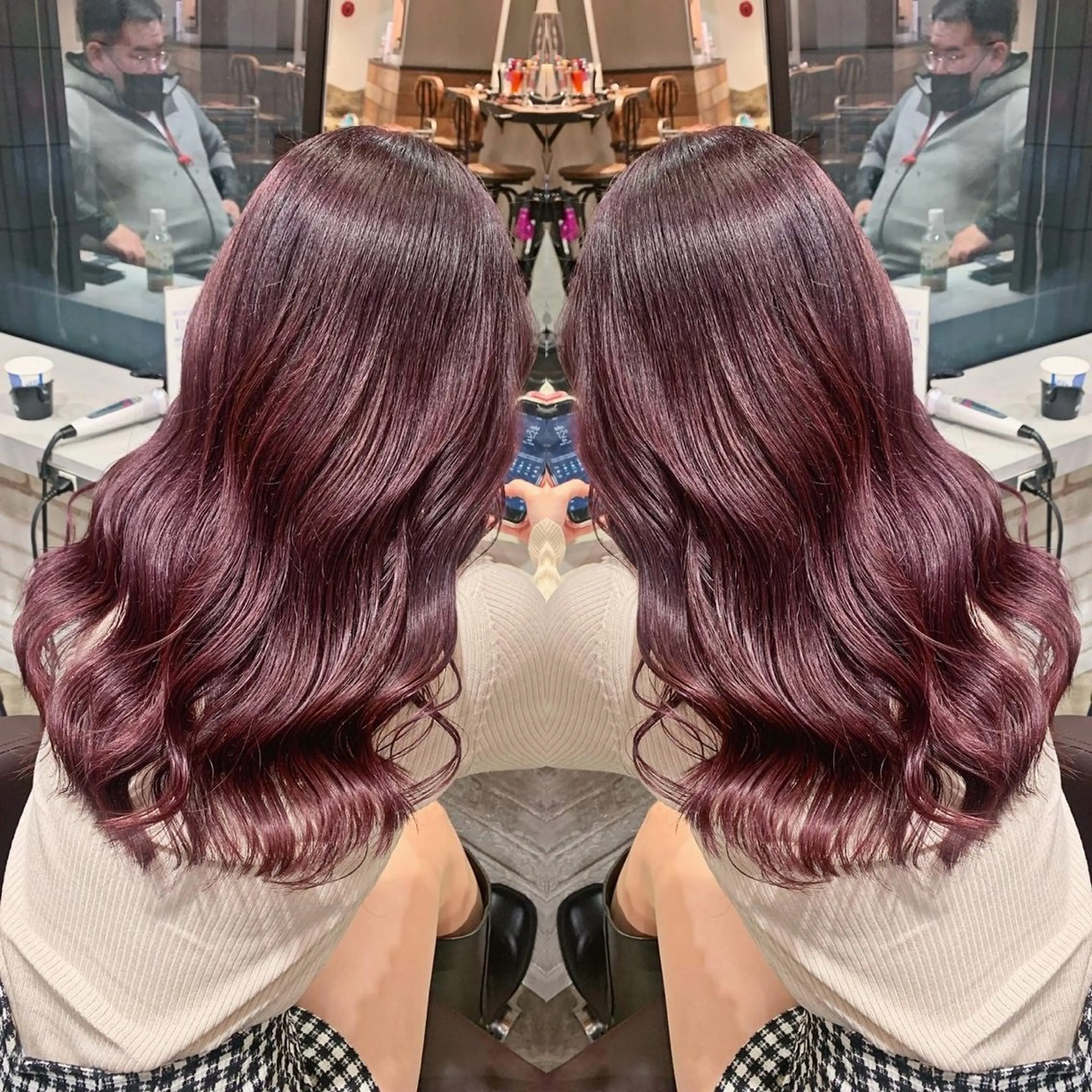 セミロング ピンクブラウン パープルカラー エクステ 髪質改善 ヘアカラー トリートメント エクステ/髪質改善 🖤RYUSEI🖤のヘアスタイル