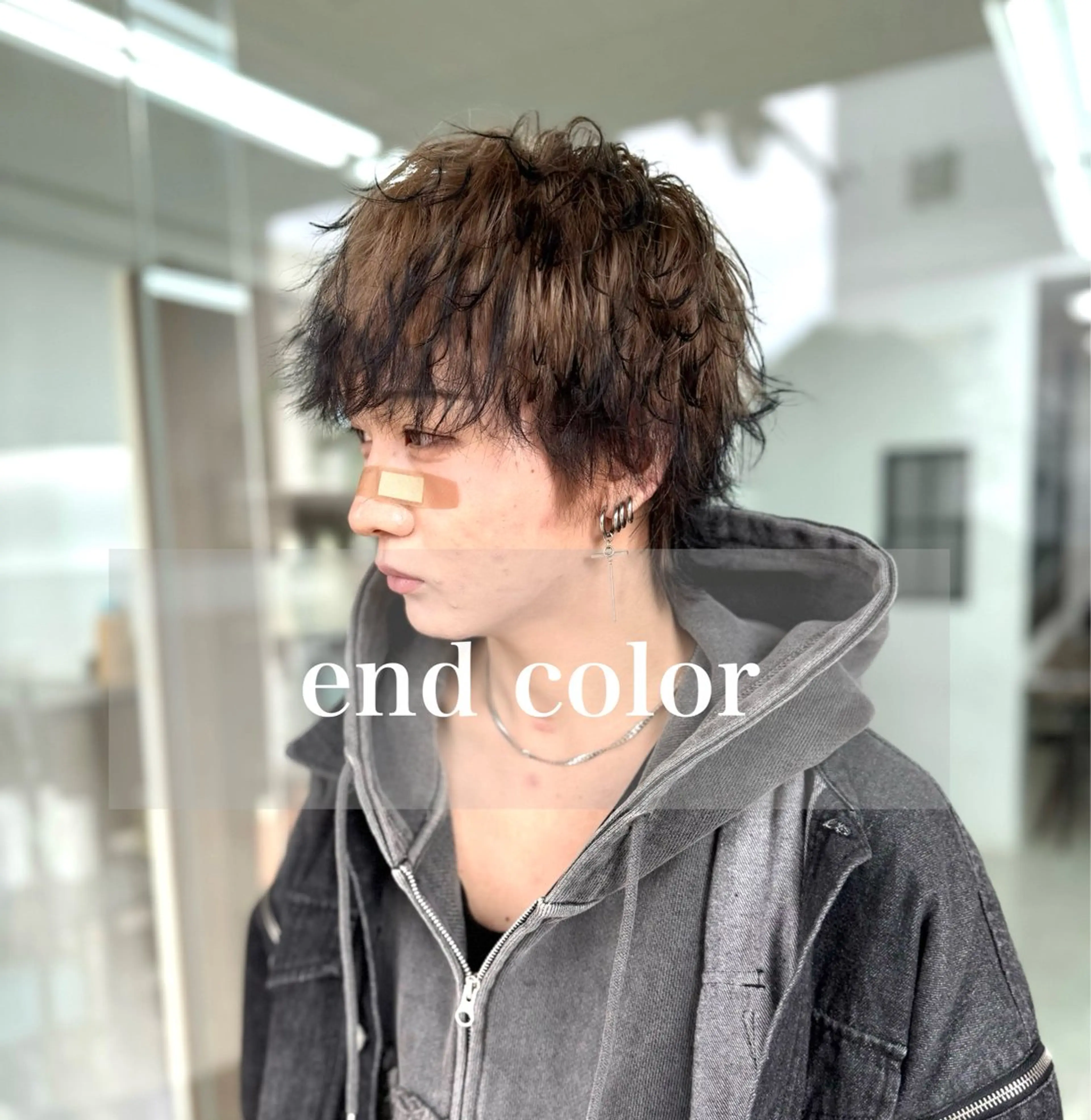 ショート カラー メンズ ベージュカラー 黒髪 ミルクティーベージュ ヘアカラー メンズパーマの達人 / タカシマダイスケのヘアスタイル