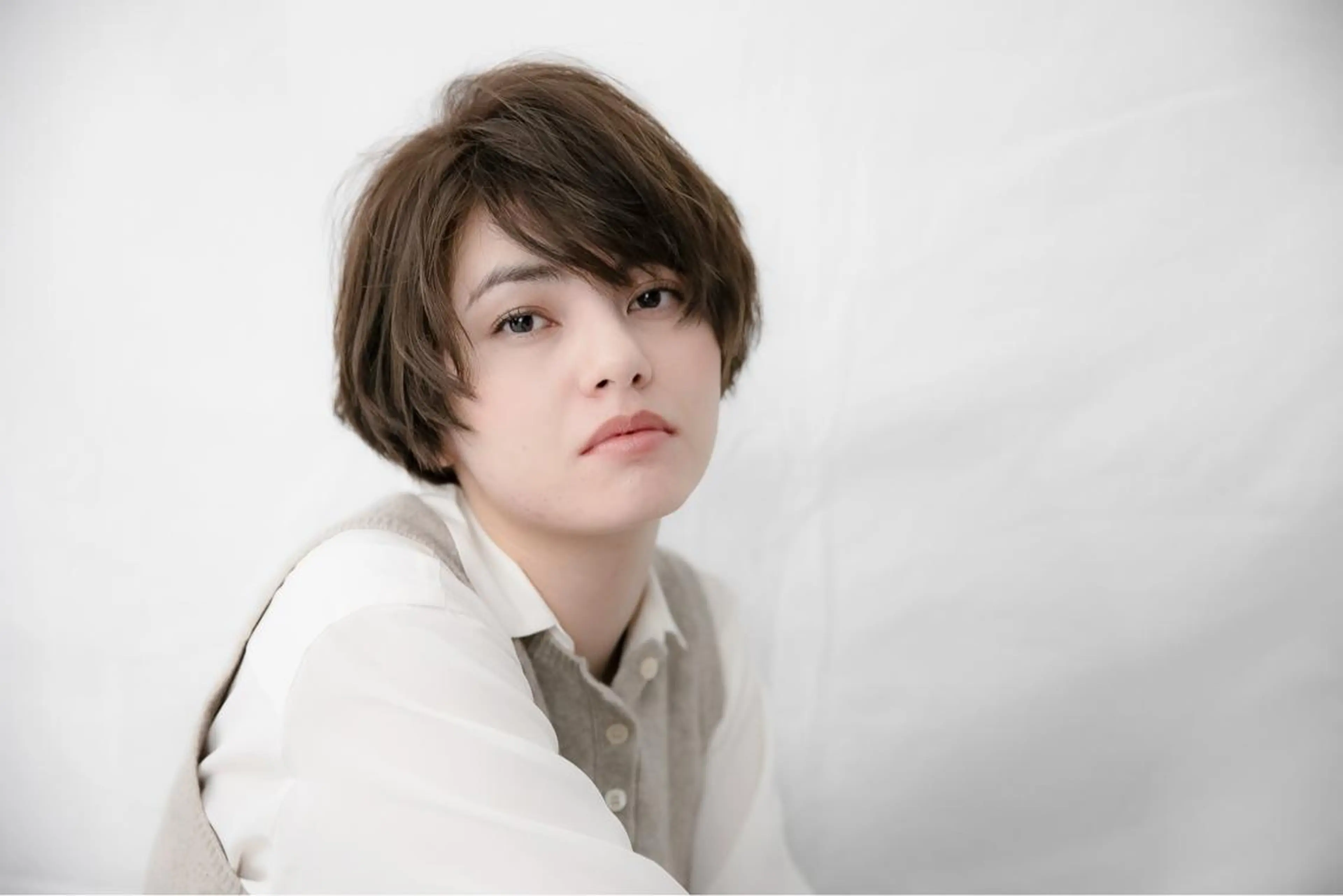 ショート ハイライト 髪質改善 小顔カット Endearing 銀座/レイヤーカットのヘアスタイル