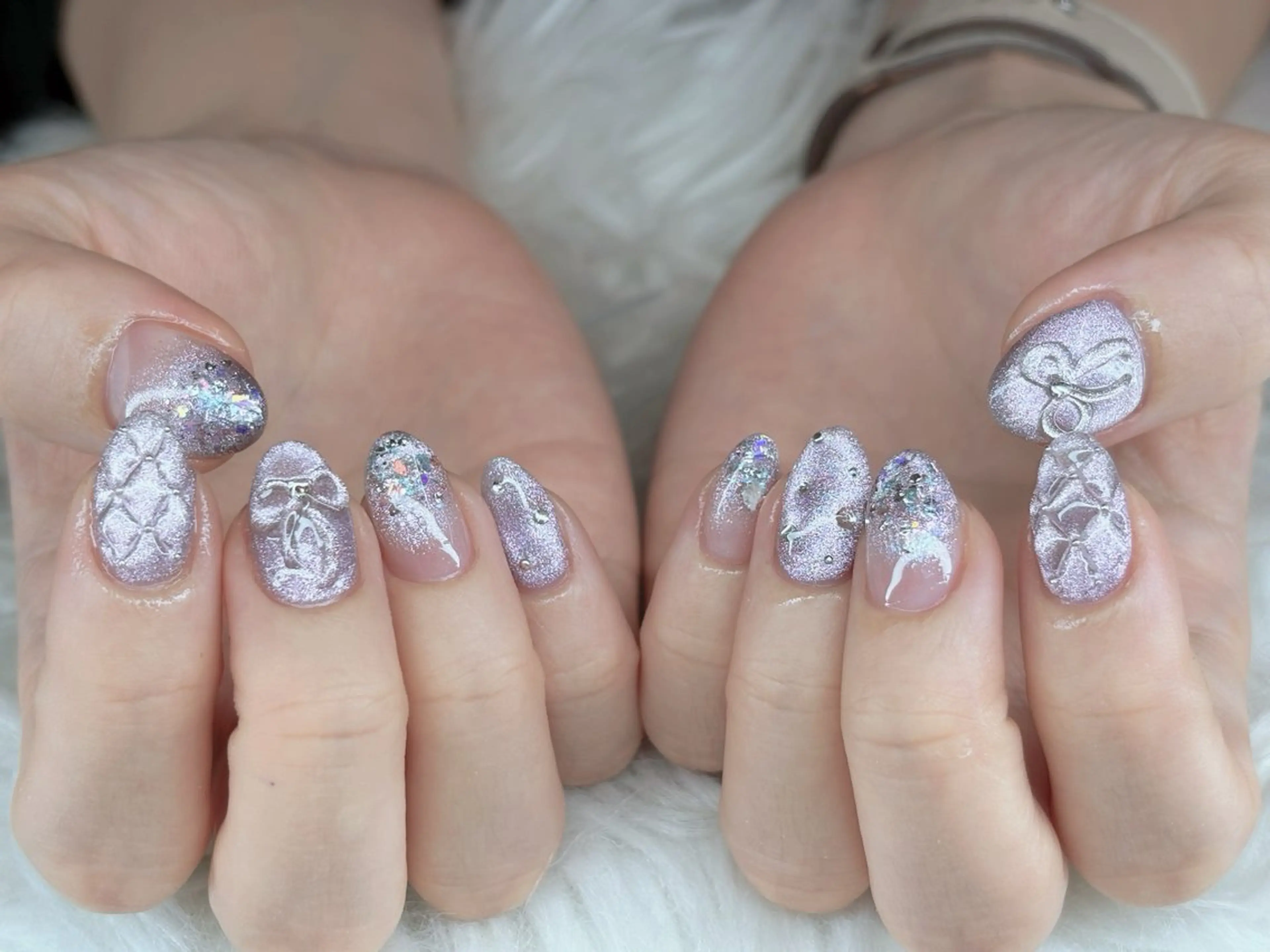 ネイル オーロラネイル ブルー チークネイル フットネイル フレンチネイル NAILS168 大家店のネイルデザイン