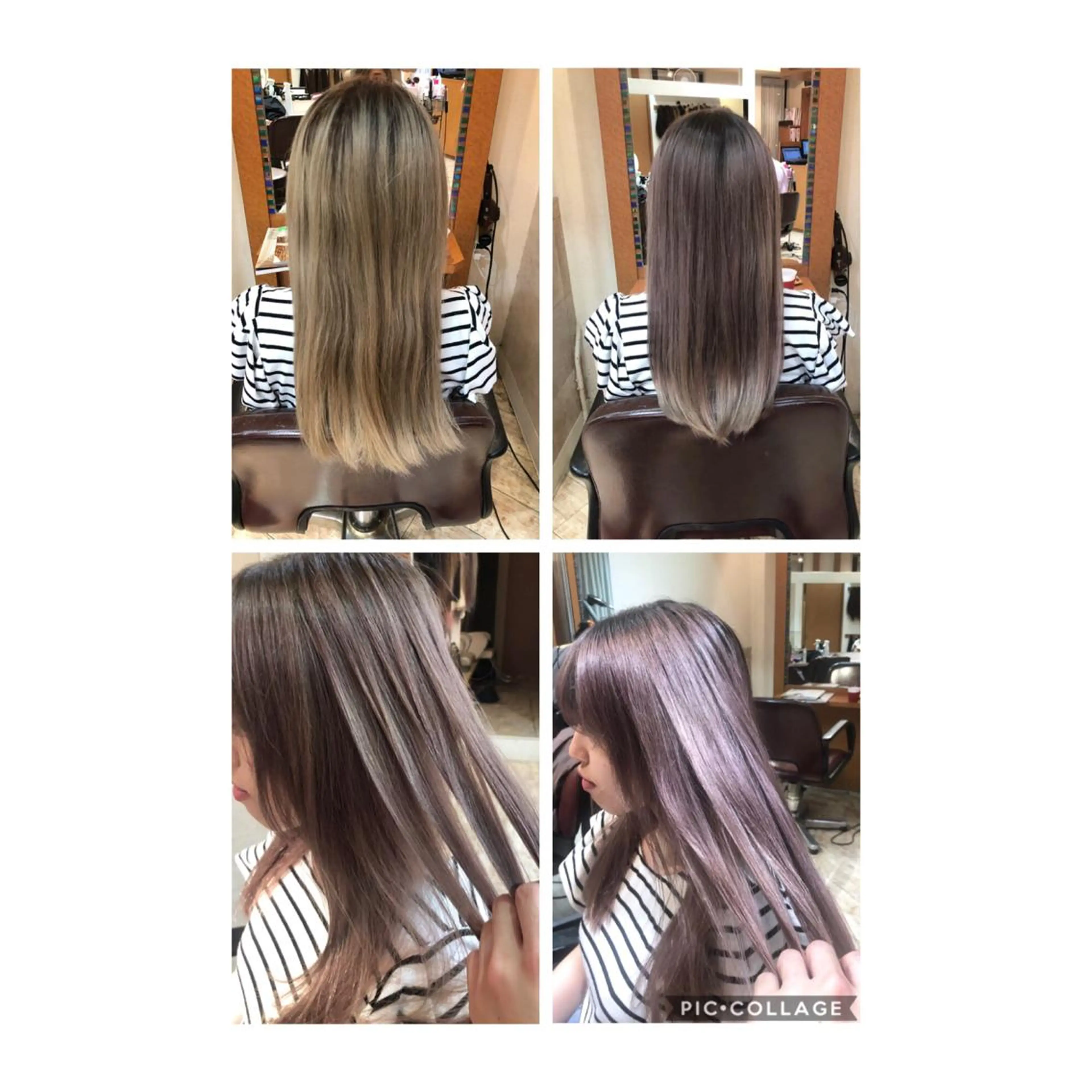 セミロング カラー ブリーチ ケアブリーチ ラベンダーカラー 100%髪質改善特化 TRUNSのヘアスタイル