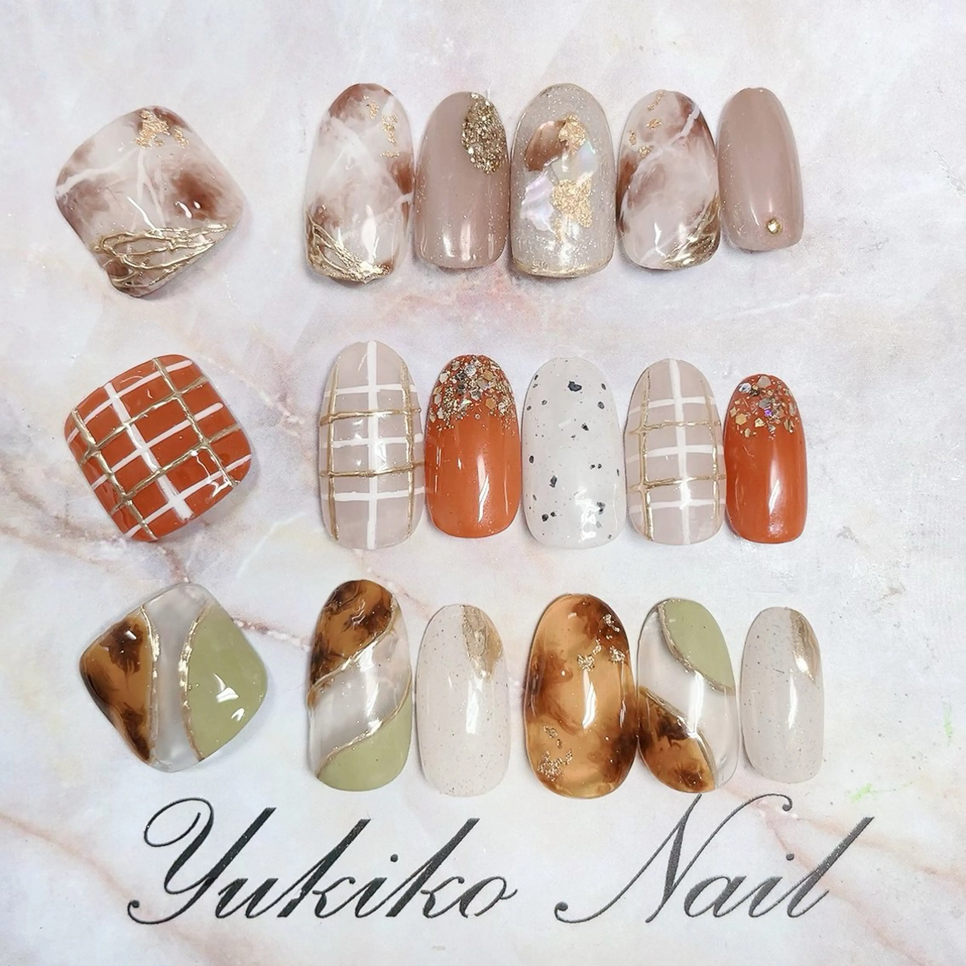 ネイル アートネイル べっ甲ネイル フットネイル 大理石ネイル(マーブル) おそろいネイル ユキコ ネイルのネイルデザイン