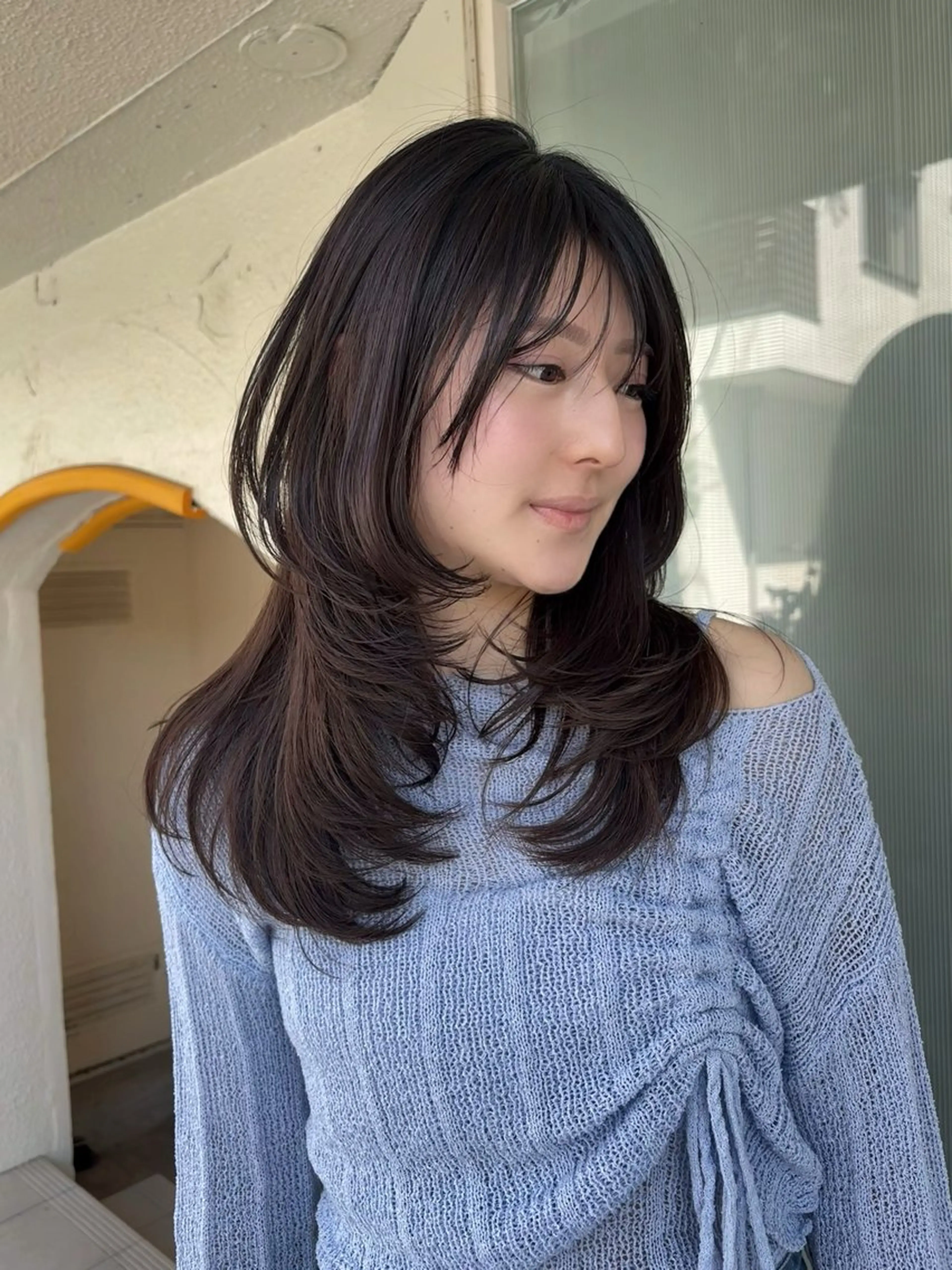 セミロング カラー パーマ カット ヘアカラー レイヤー/透明感/ ブリーチなし/わかなのヘアスタイル