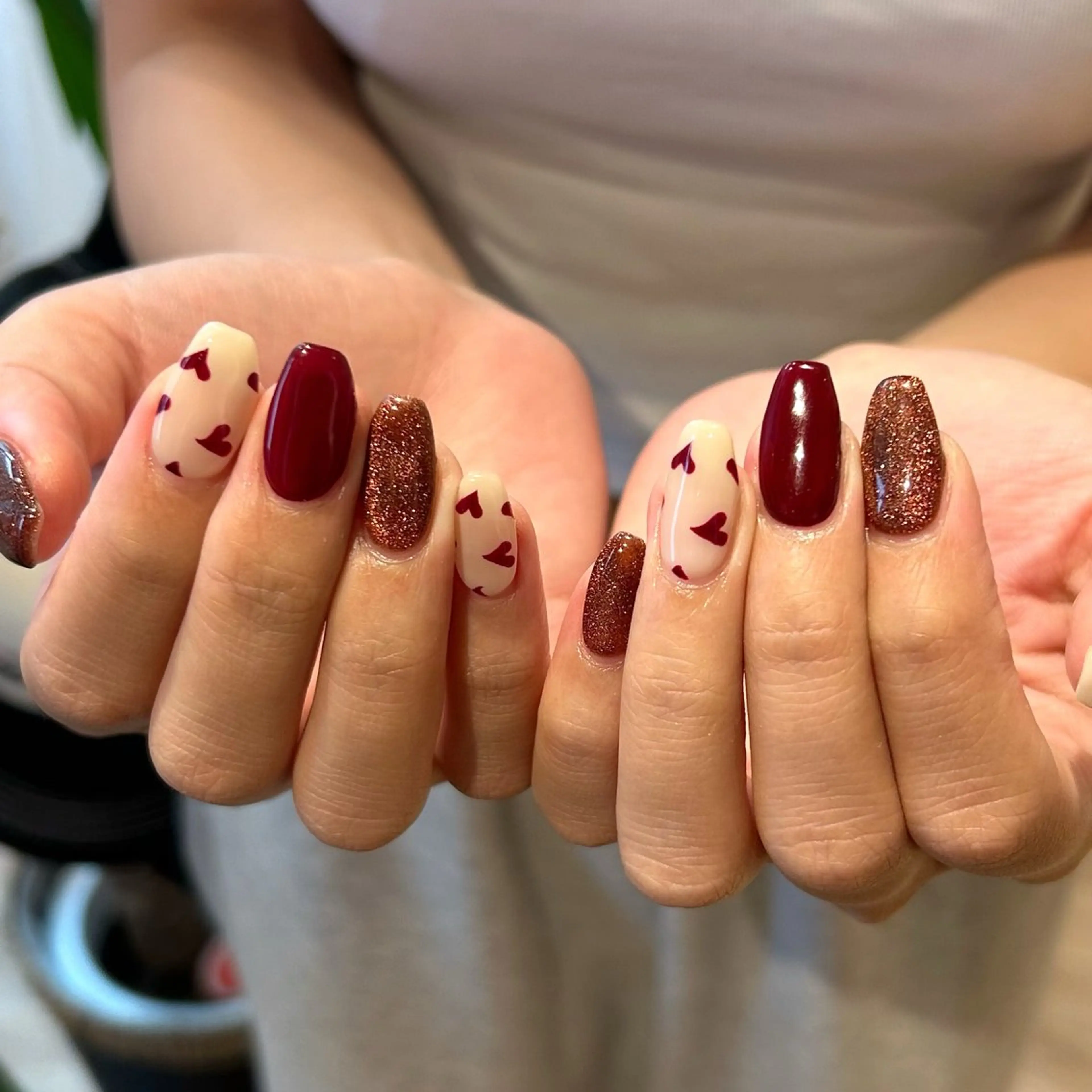 ネイル アートネイル ハート 冬ネイル ハンドネイル Bianca 栄店 Sanoのマツエク・マツパデザイン