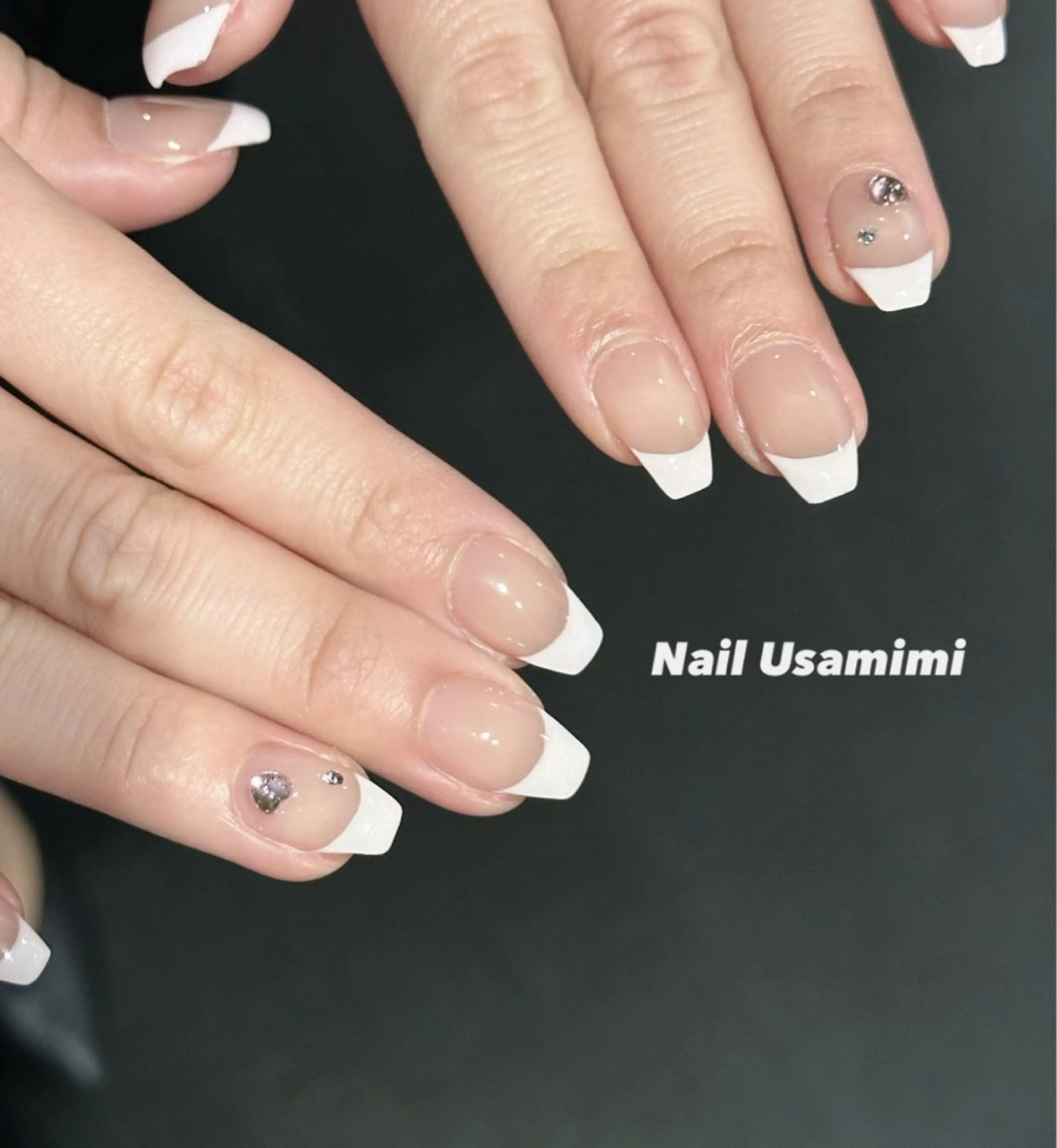 ネイル フレンチネイル ピンク 春ネイル ワンホンネイル ハンドネイル 本町NailUsaM imi MOMOKAのネイルデザイン