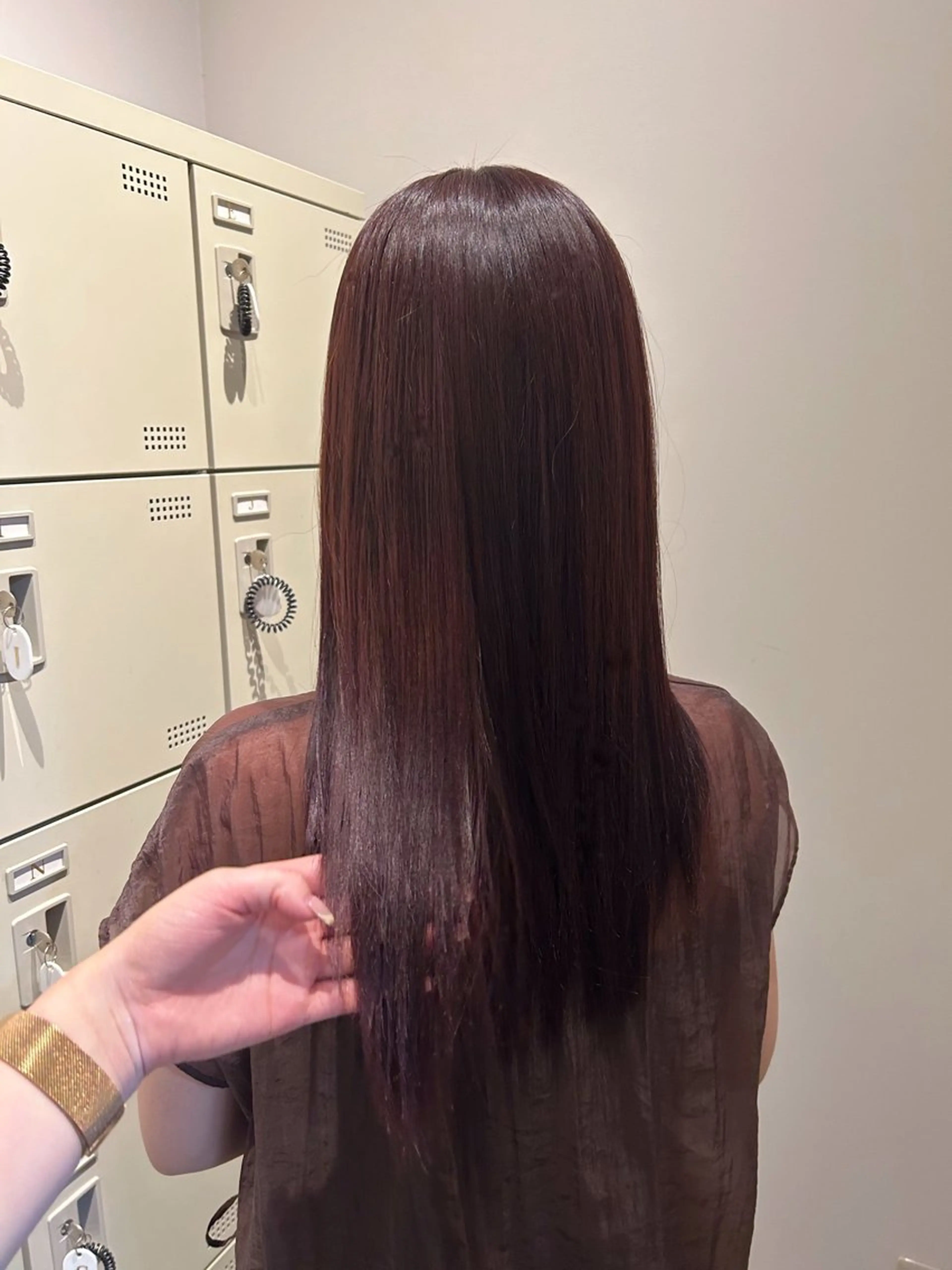 ロング ピンクブラウン カット ヘアカラー 透明感カラー/ 髪質改善✨️💞萌愛のヘアスタイル