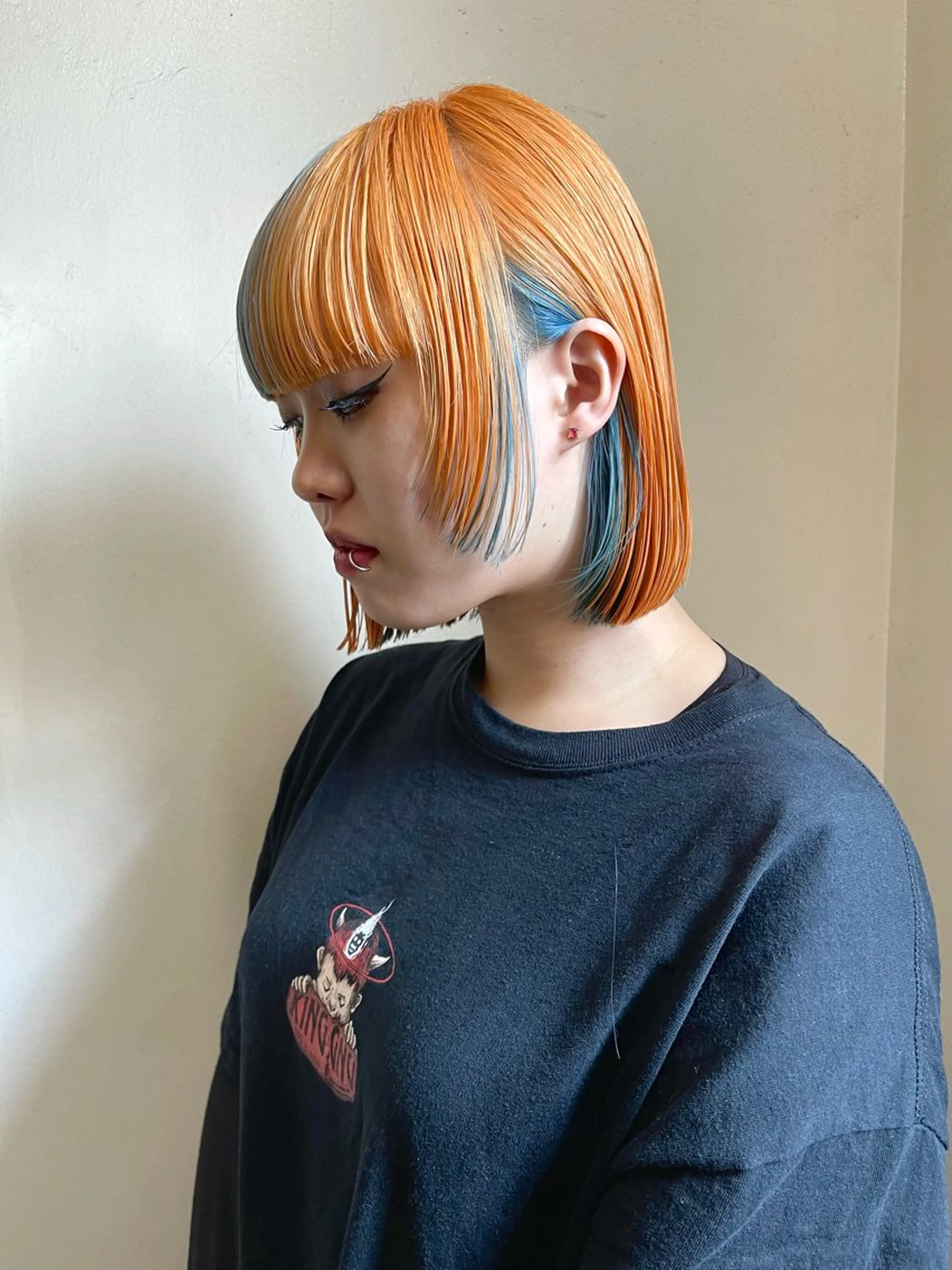 ミディアム カラー カット ヘアカラー トリートメント ヘアセット 安部佑哉/ハイトーン /レイヤー/グランジのヘアスタイル