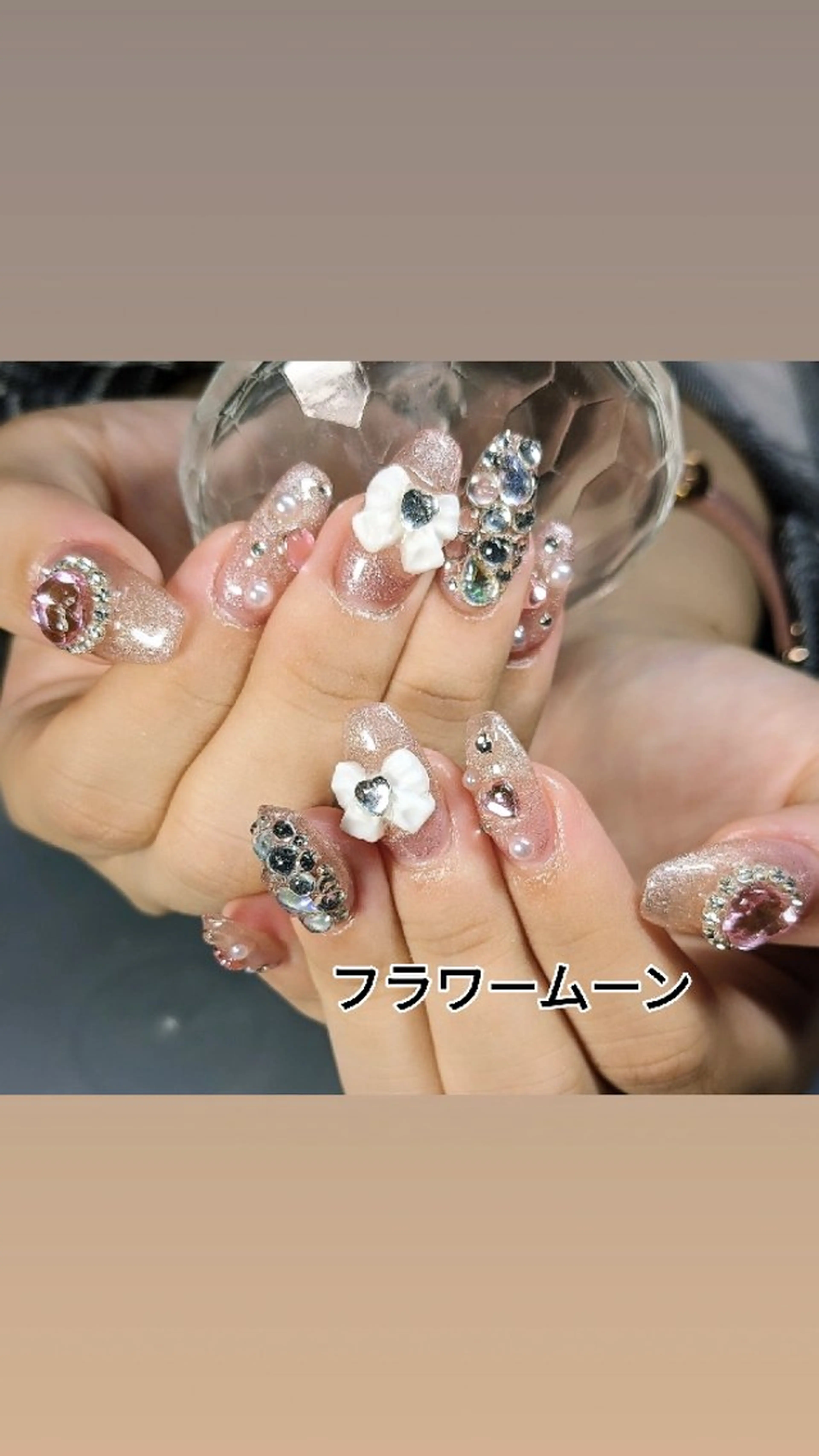 ネイル マグネットネイル ハンドネイル ハンドケア フラワー ムーンのネイルデザイン