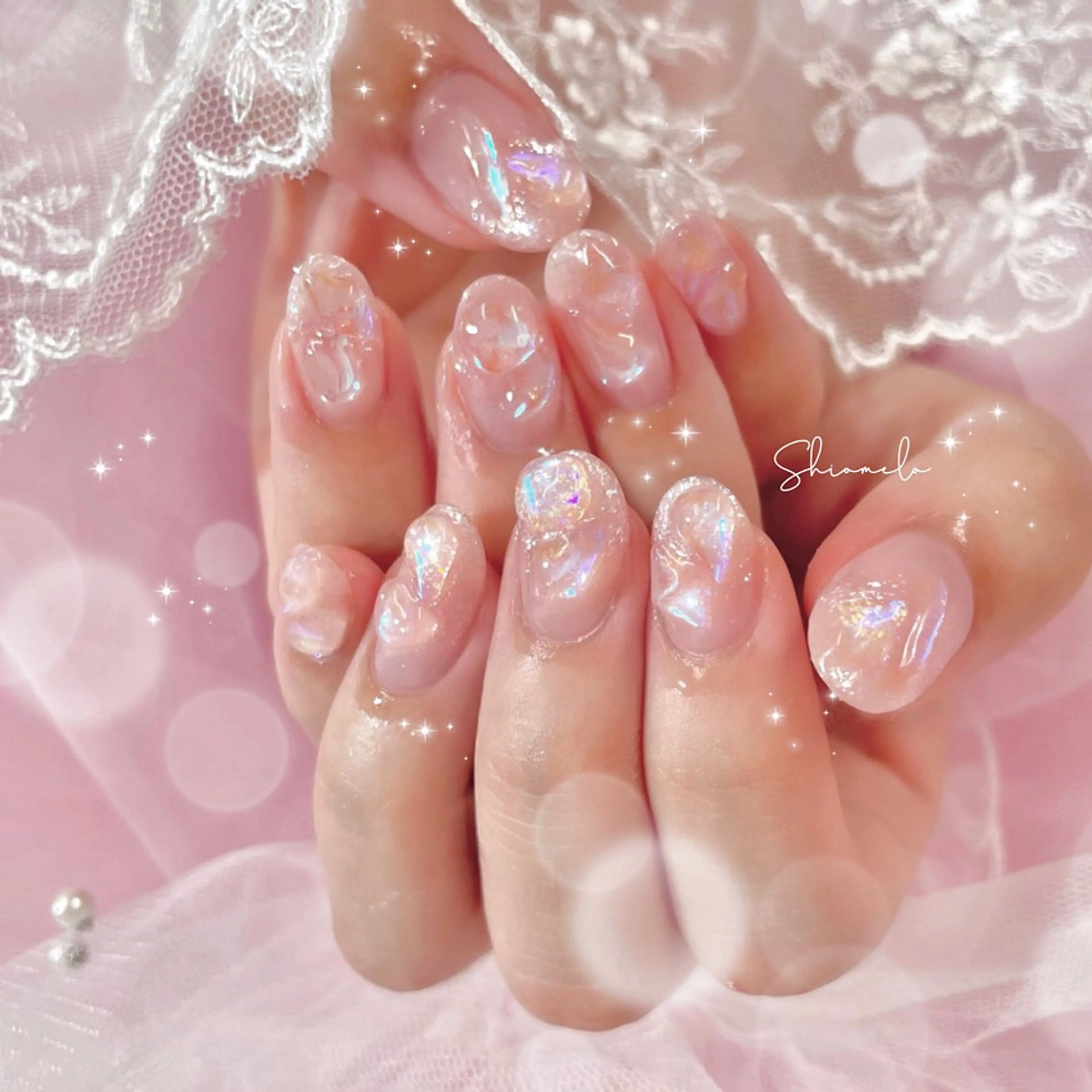 ネイル 氷ネイル・うるうるネイル 韓国ネイル Maison de l'Angeのネイルデザイン