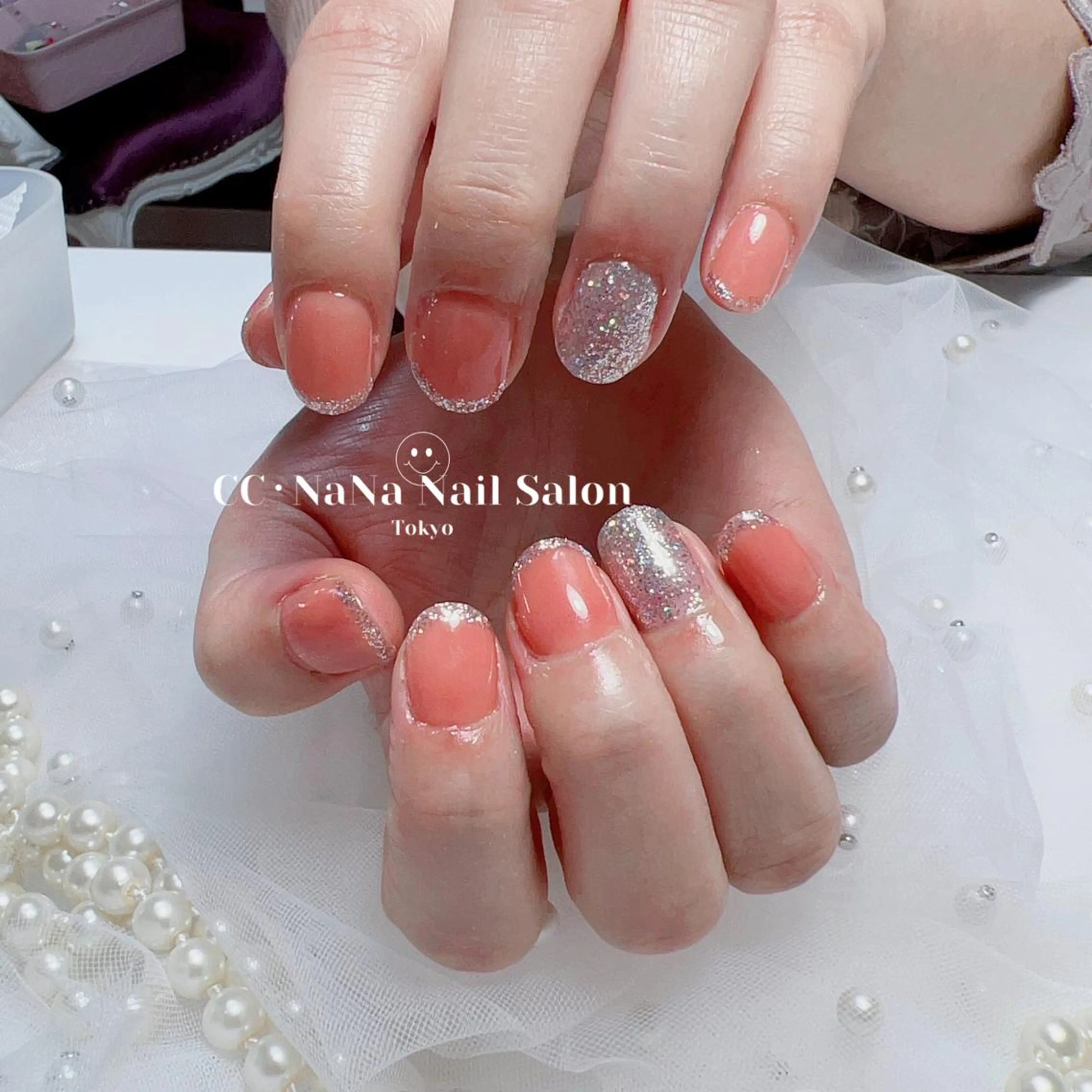 ネイル ジェルネイル キラキラネイル パラジェル スカルプネイル ワンホンネイル CC  NaNa ワンホンネイル🌙Nのネイルデザイン